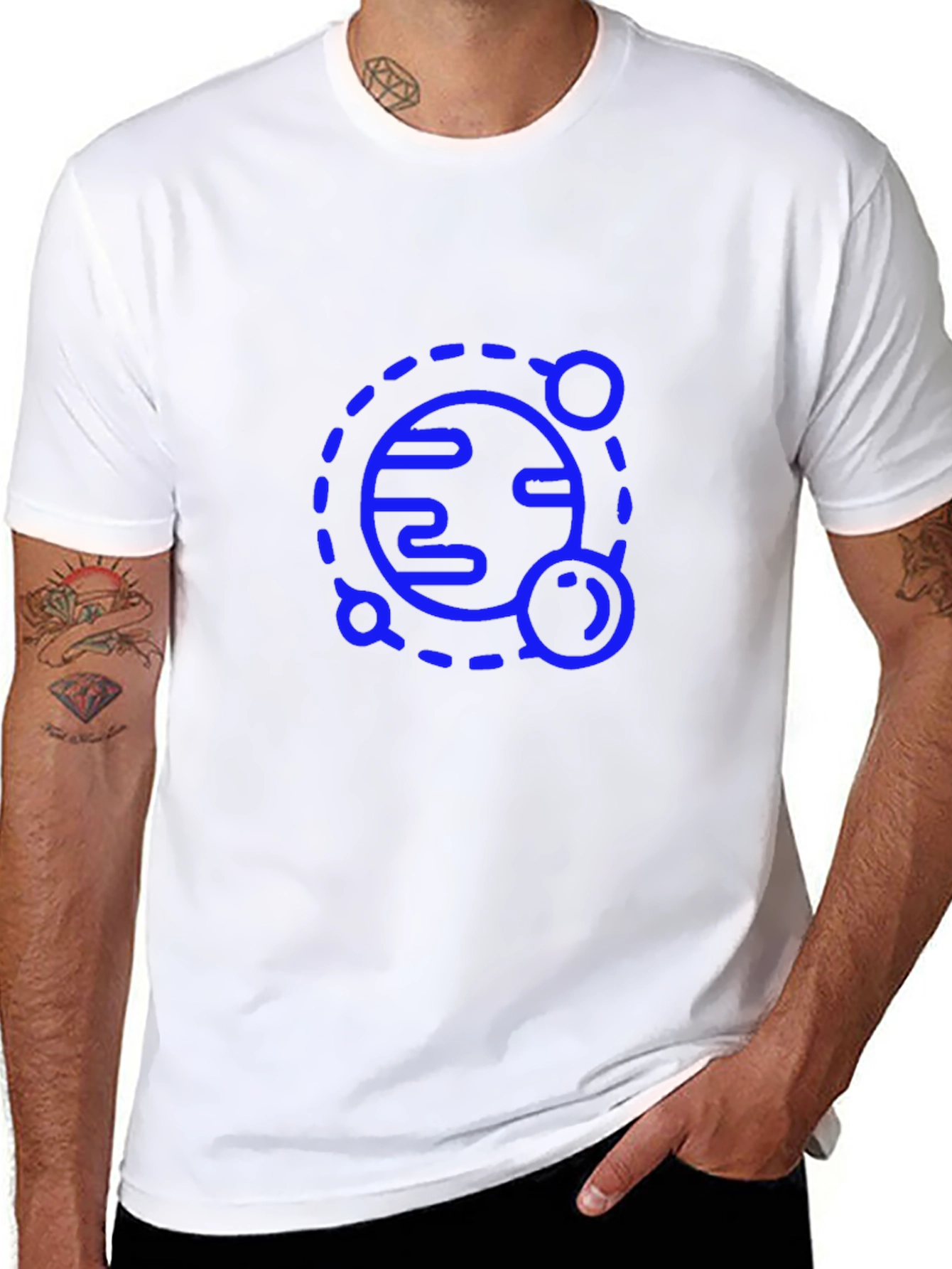 Black T-Shirt with Blue Planet Graphic