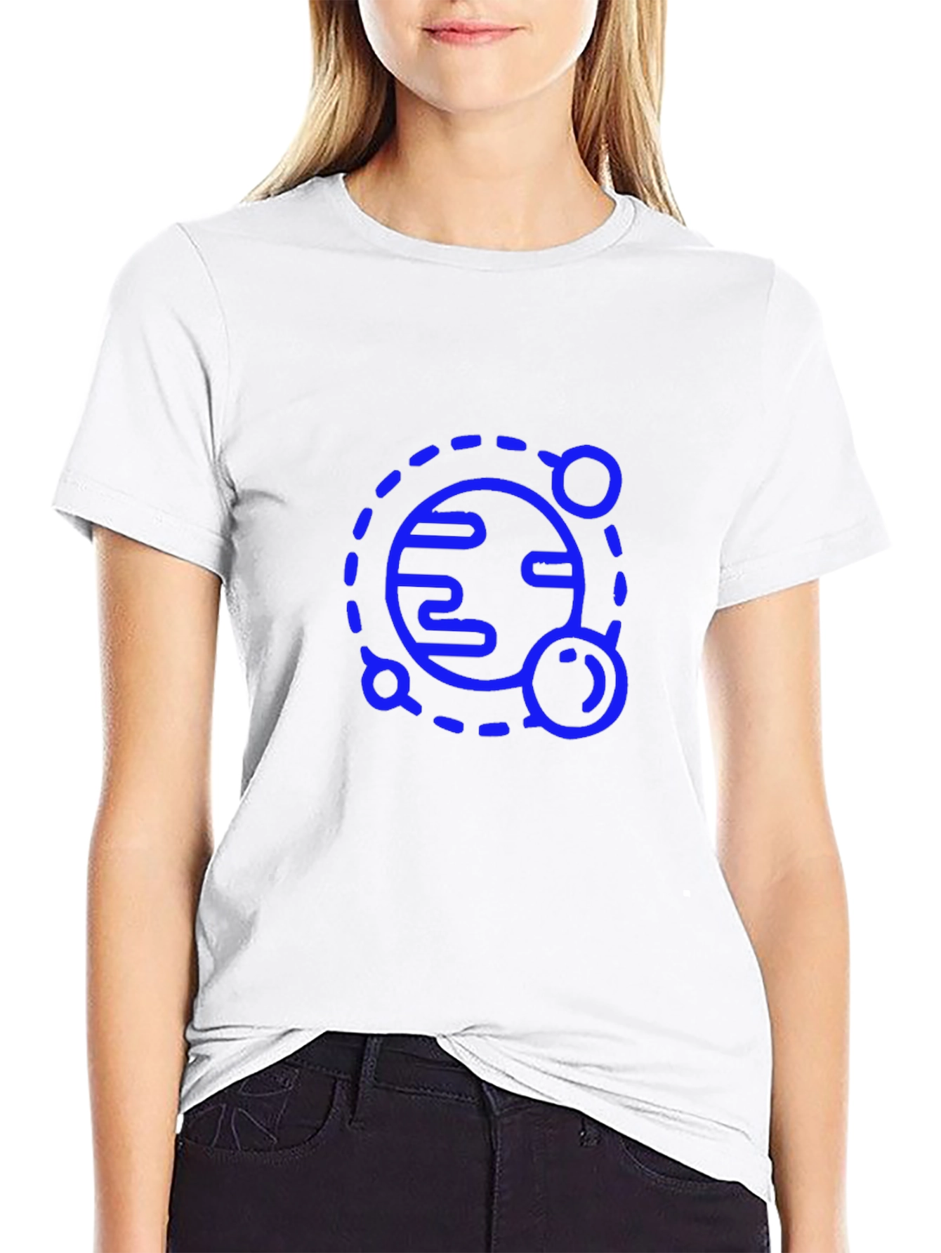 Black T-Shirt with Blue Planet Graphic