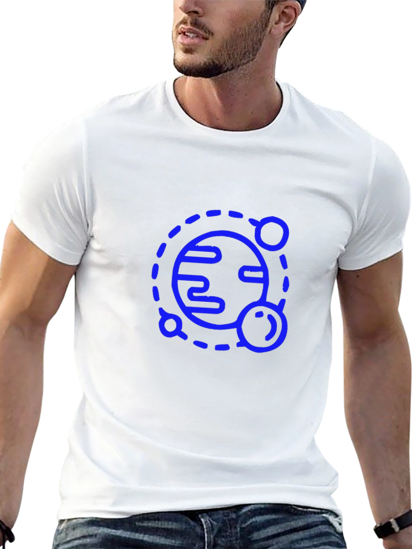 Black T-Shirt with Blue Planet Graphic