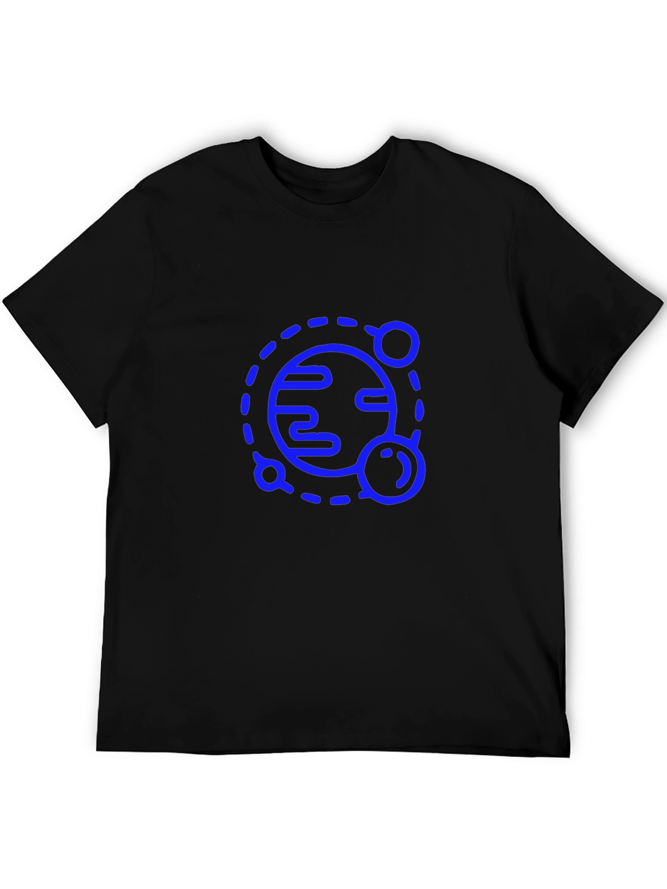 Black T-Shirt with Blue Planet Graphic