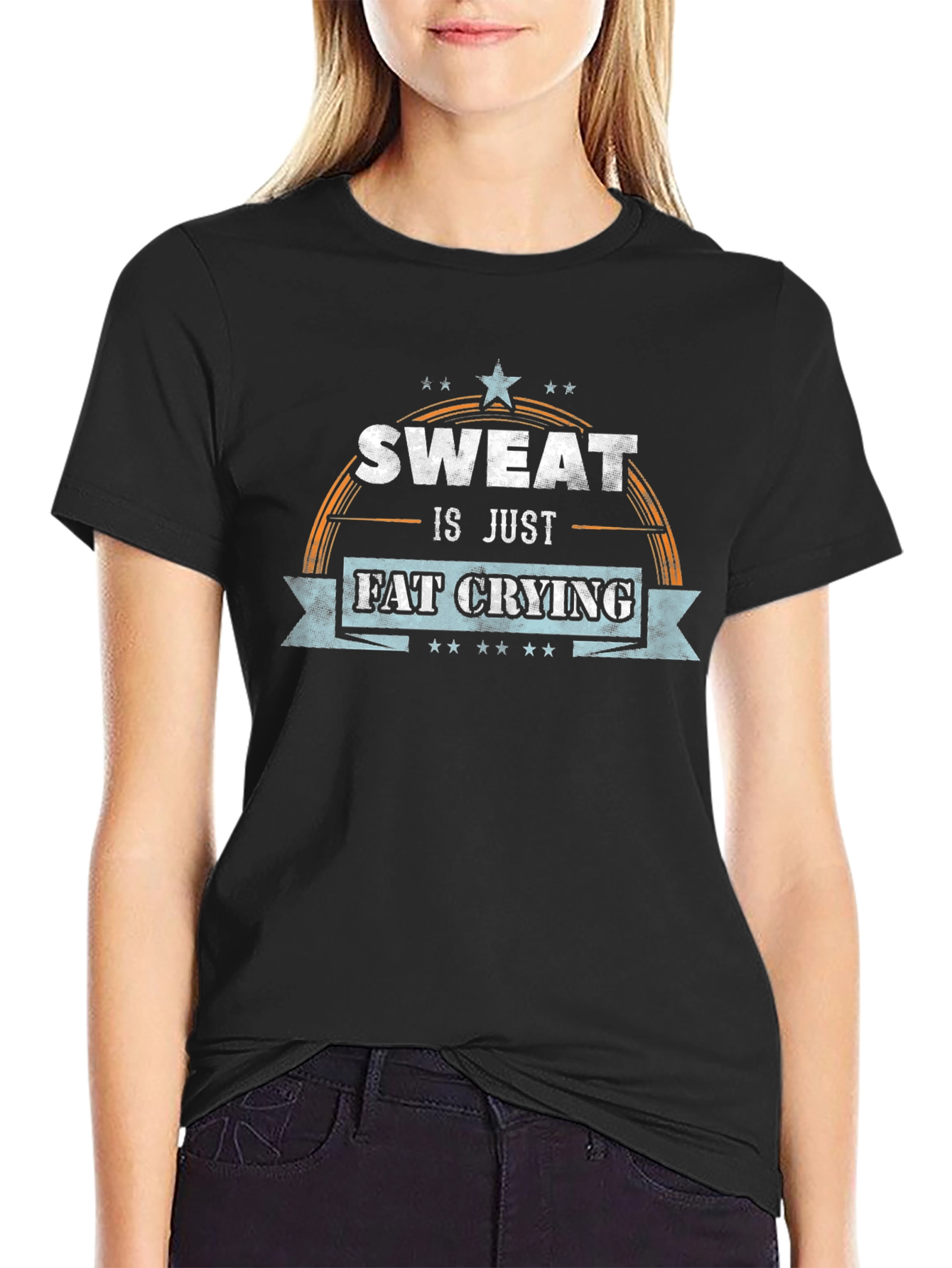 Sweat is Just Fat Crying Graphic T-Shirt