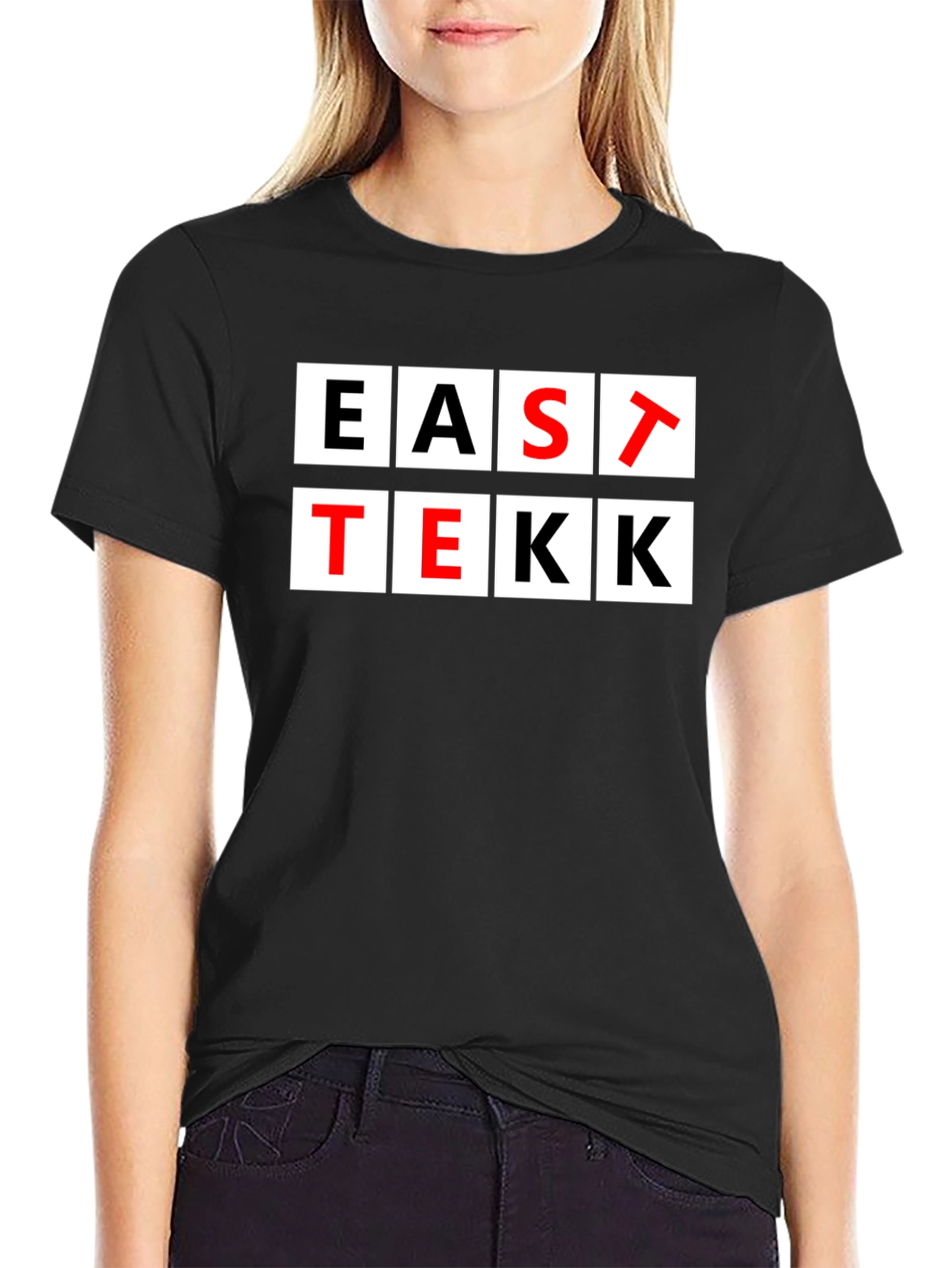EAST TEKK Black Graphic Tee - Stylish Urban T-Shirt