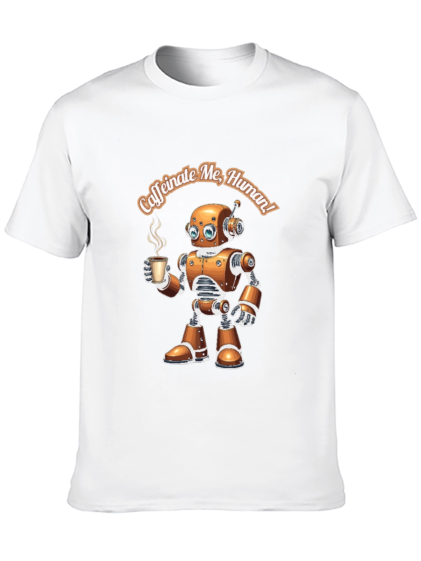 Caffeinate Me Human Robot Graphic Tee