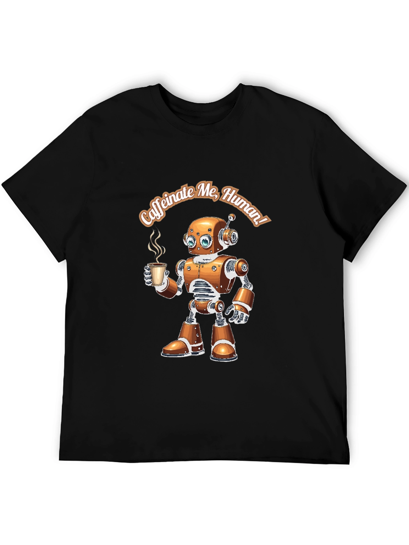 Caffeinate Me Human Robot Graphic Tee