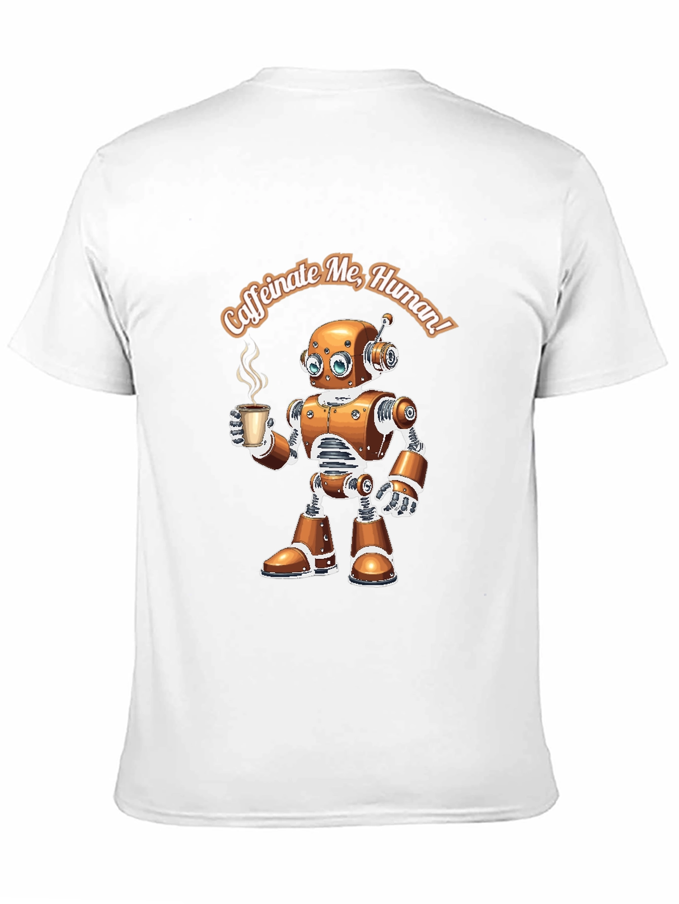 Caffeinate Me Human Robot Graphic Tee