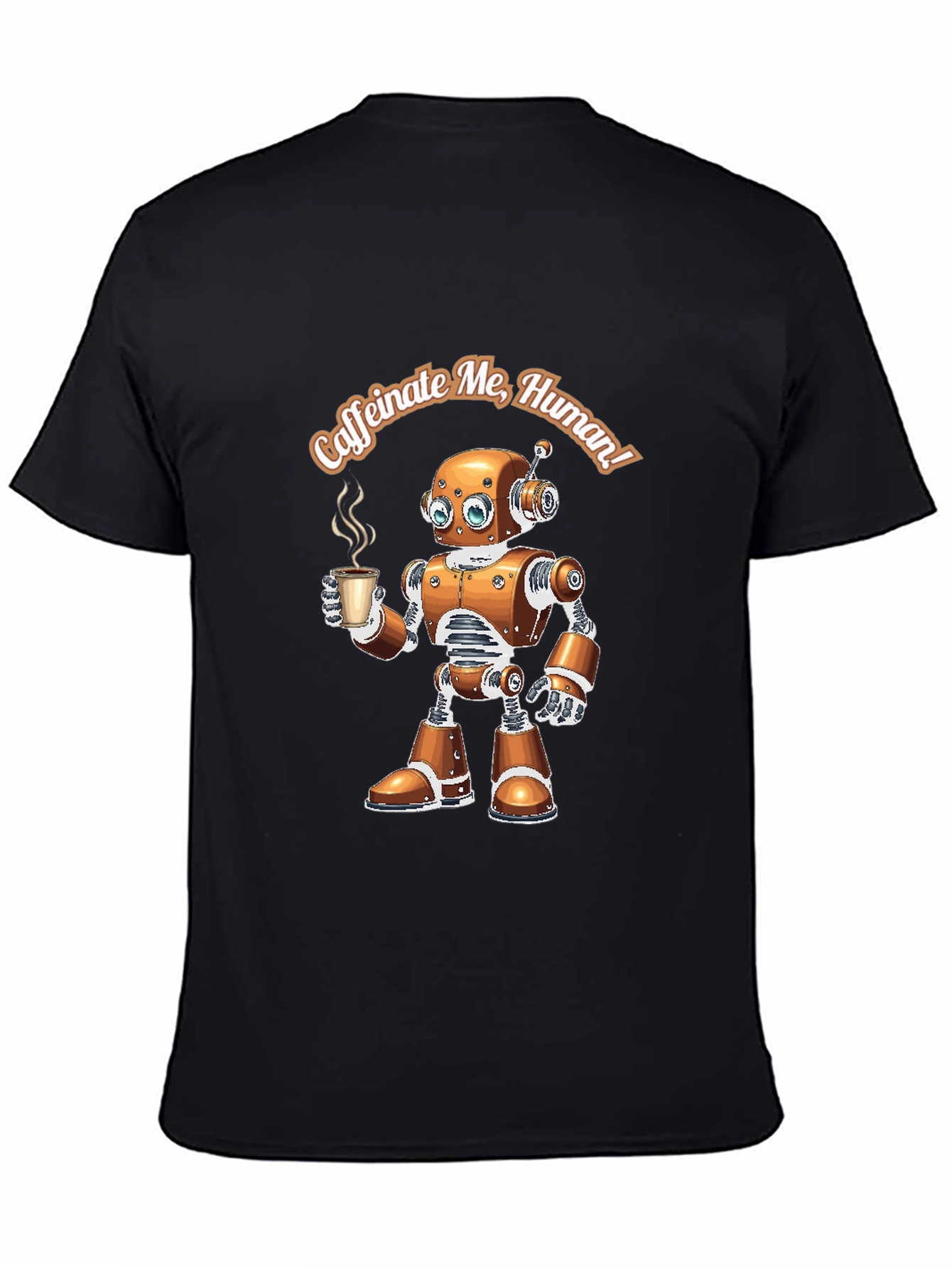 Caffeinate Me Human Robot Graphic Tee