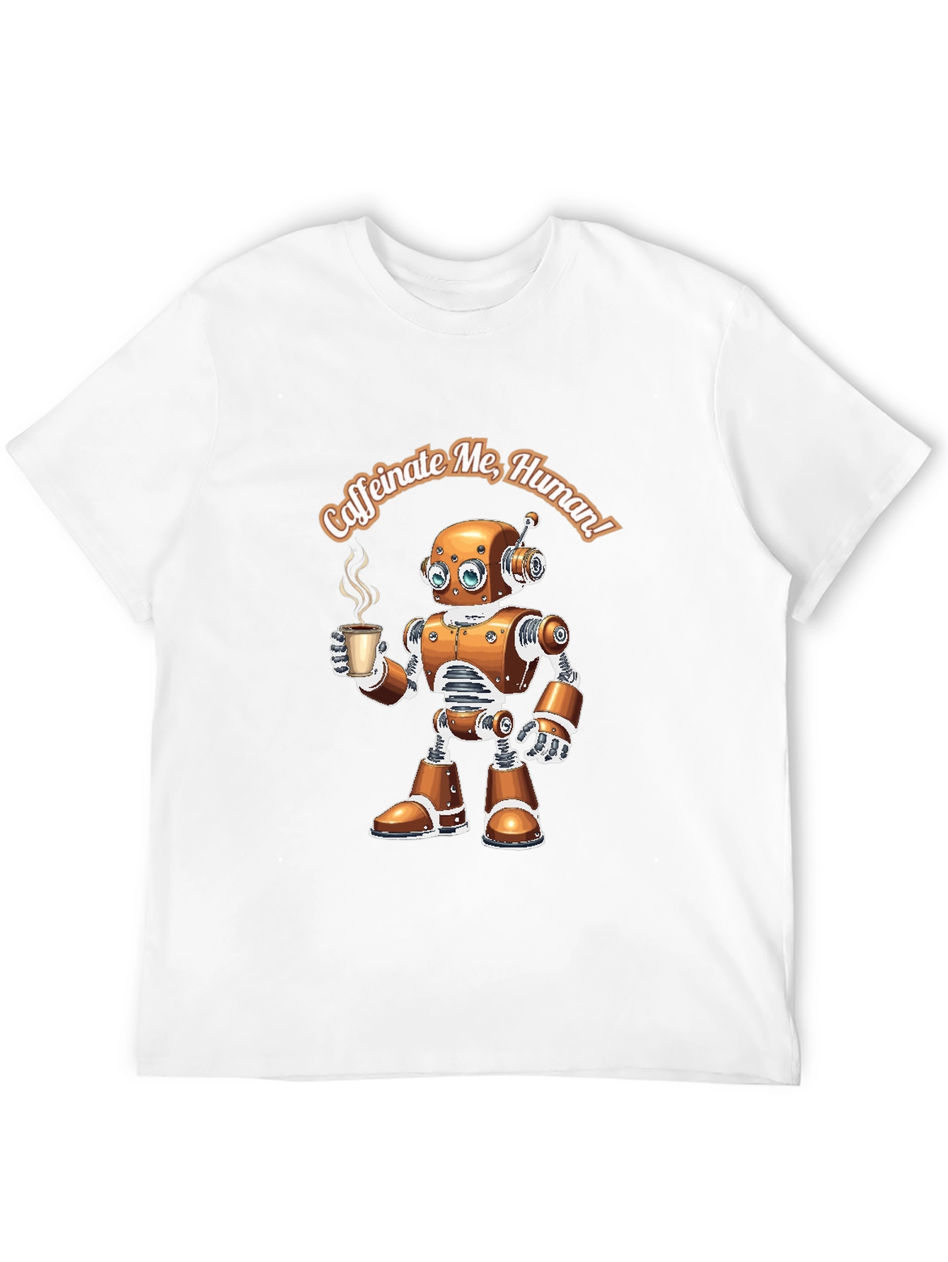 Caffeinate Me Human Robot Graphic Tee