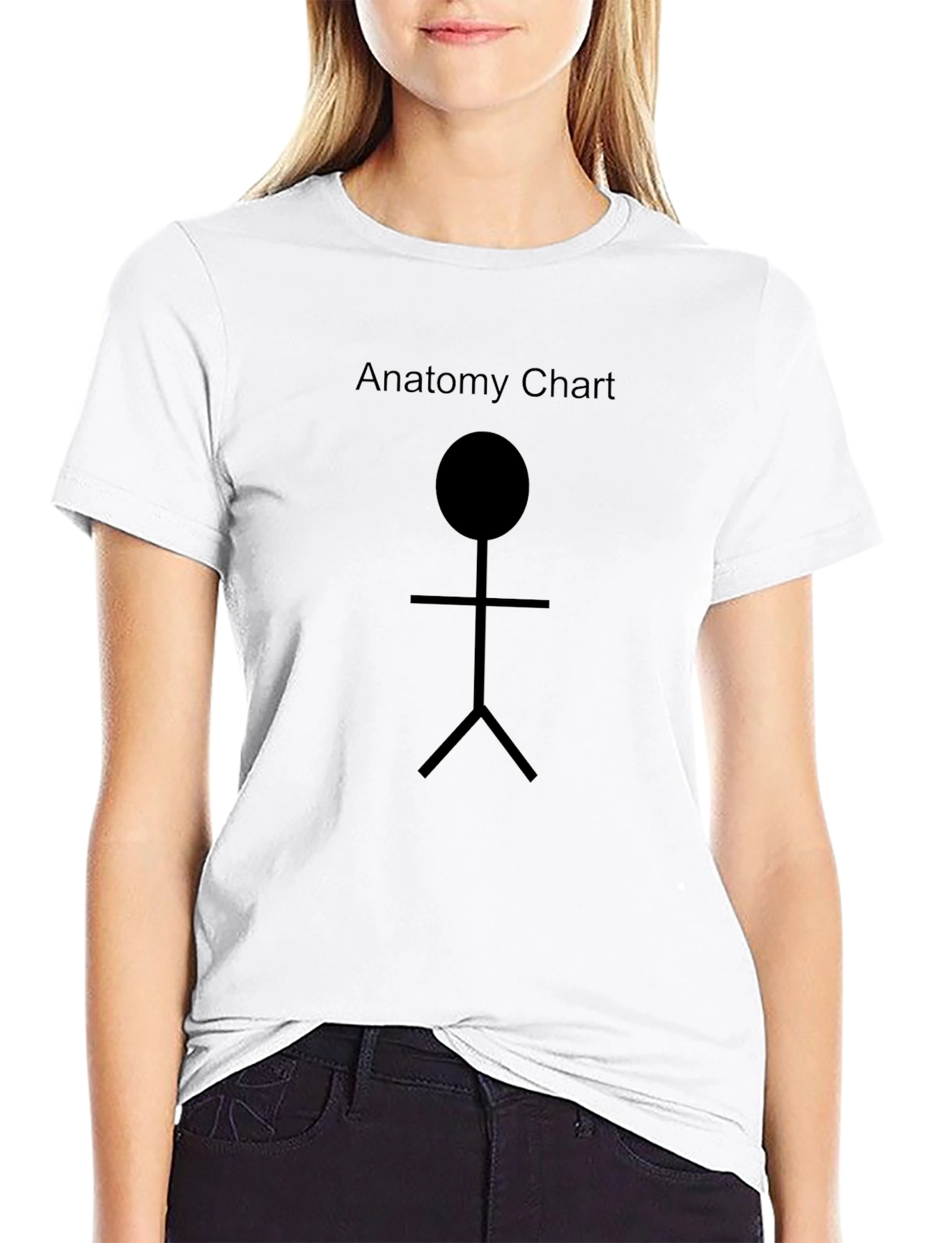Anatomy Chart Black T-Shirt - Funny Stick Figure