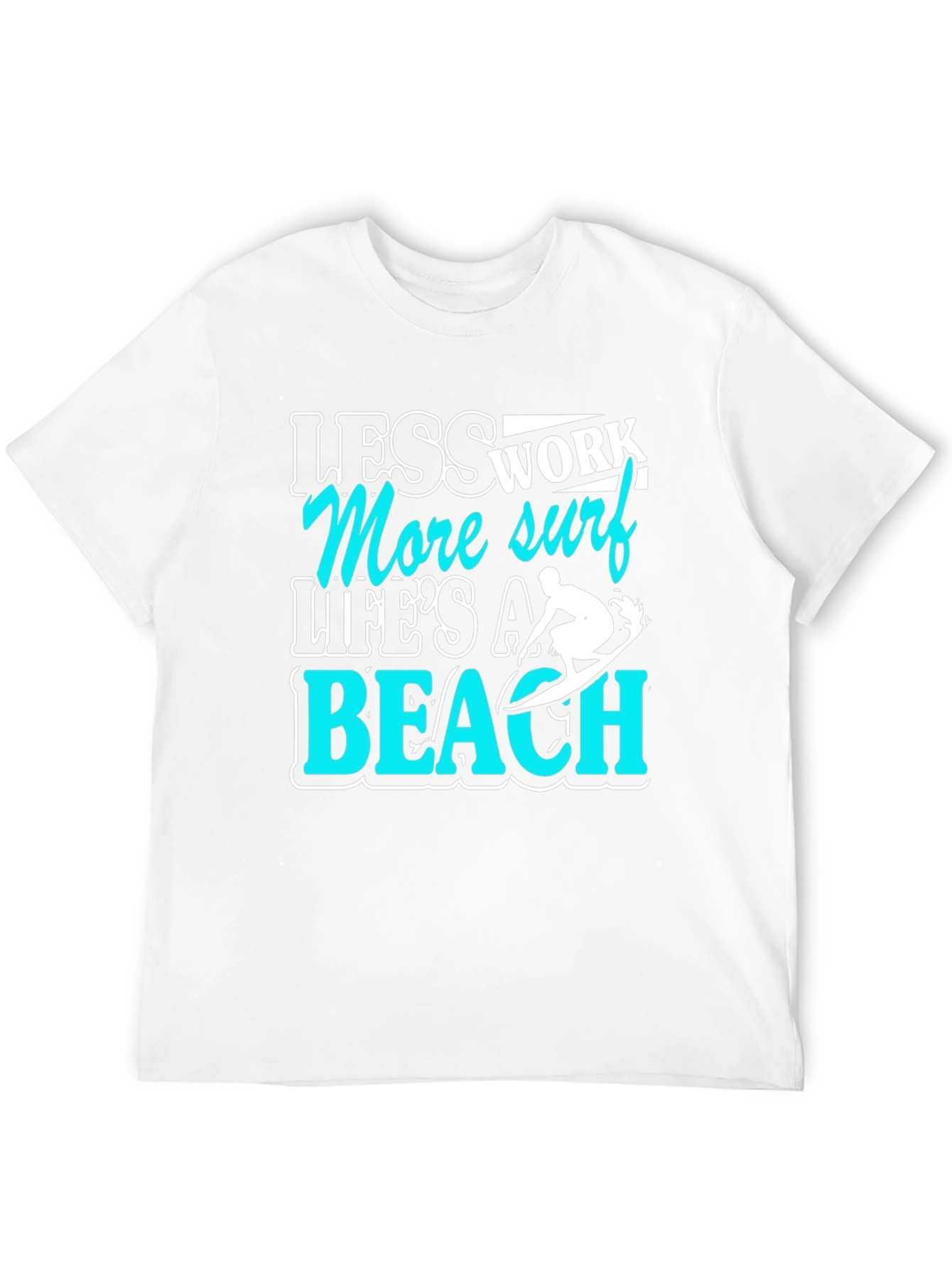 Less Work More Surf Black Graphic T-Shirt