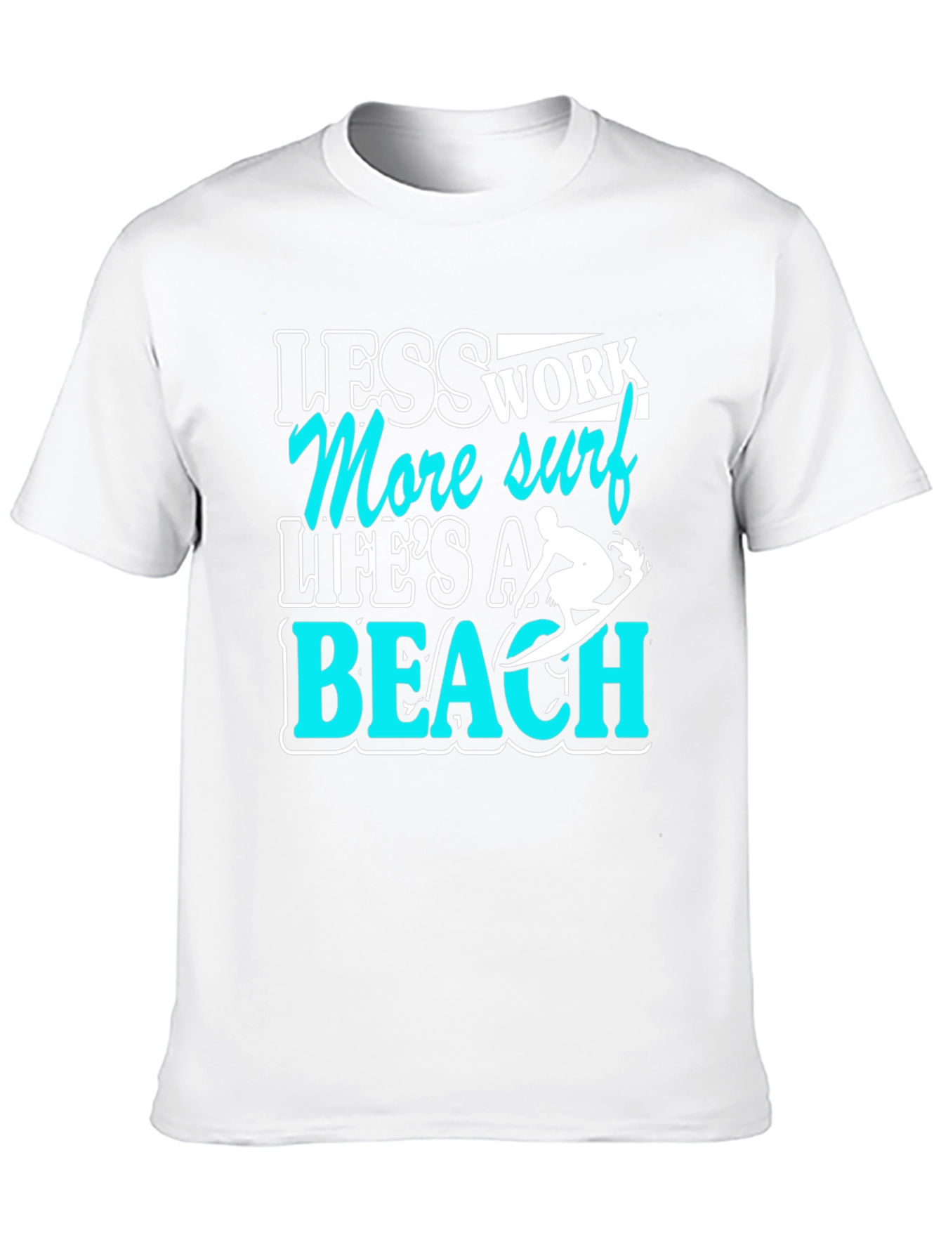 Less Work More Surf Black Graphic T-Shirt