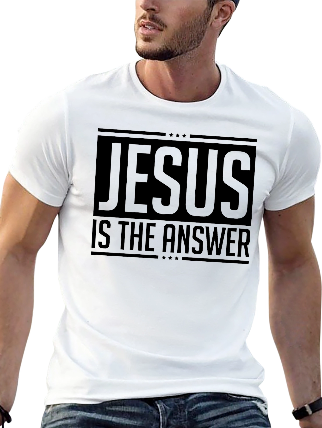 Jesus Is The Answer Black Graphic T-Shirt