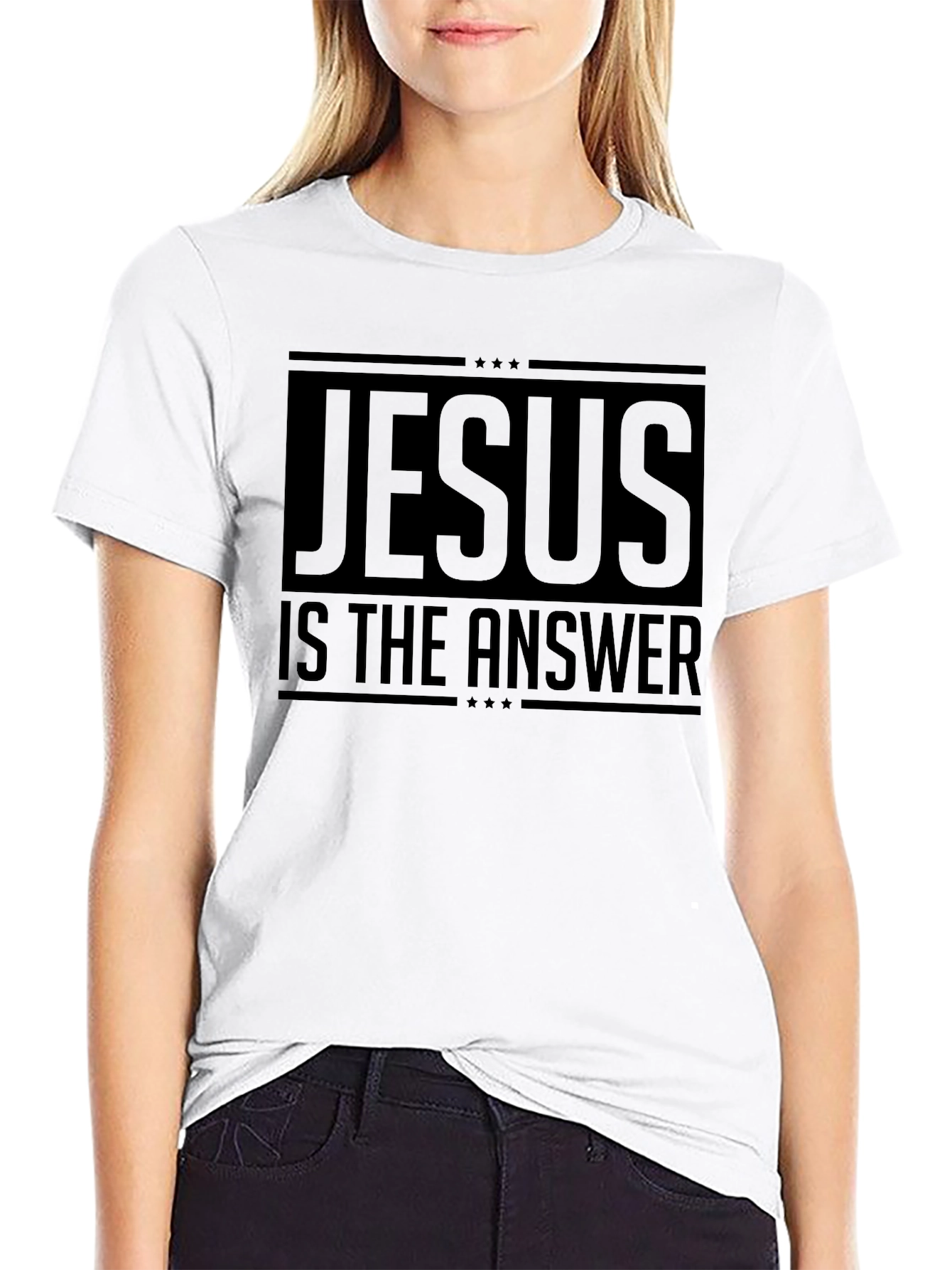 Jesus Is The Answer Black Graphic T-Shirt