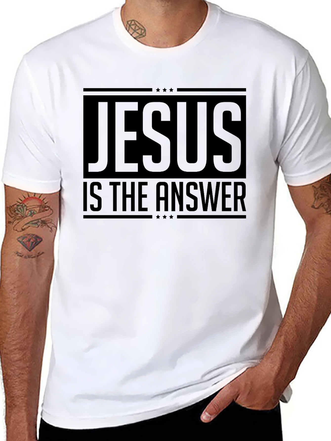 Jesus Is The Answer Black Graphic T-Shirt