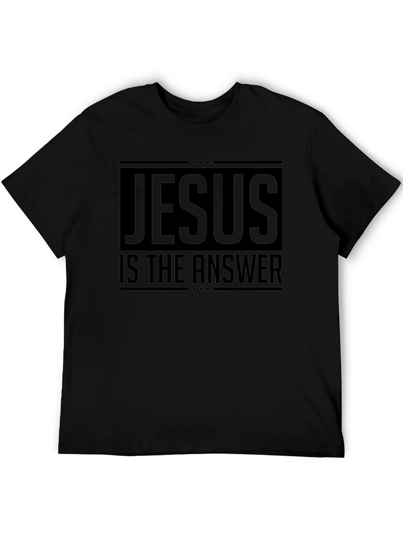 Jesus Is The Answer Black Graphic T-Shirt