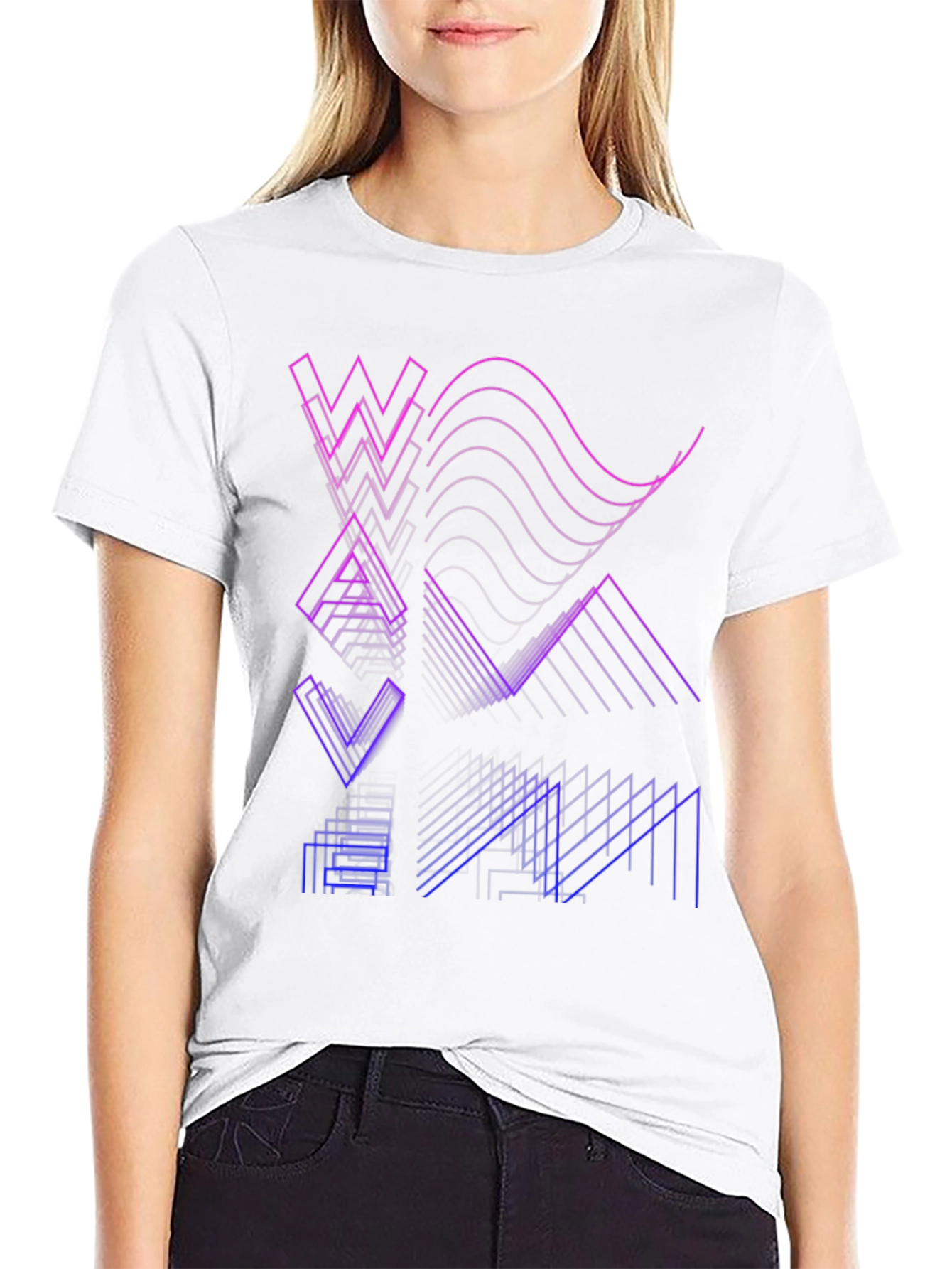 Abstract Geometric Line Art Mens Black T-Shirt