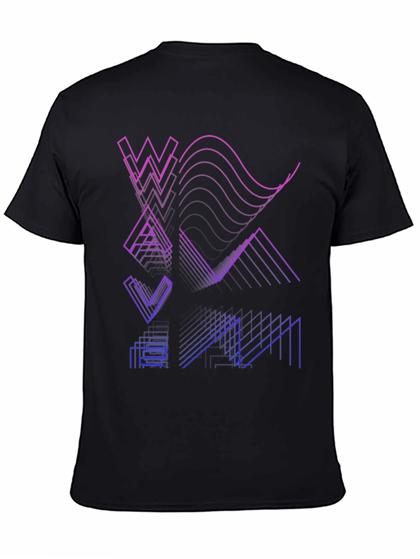 Abstract Geometric Line Art Mens Black T-Shirt