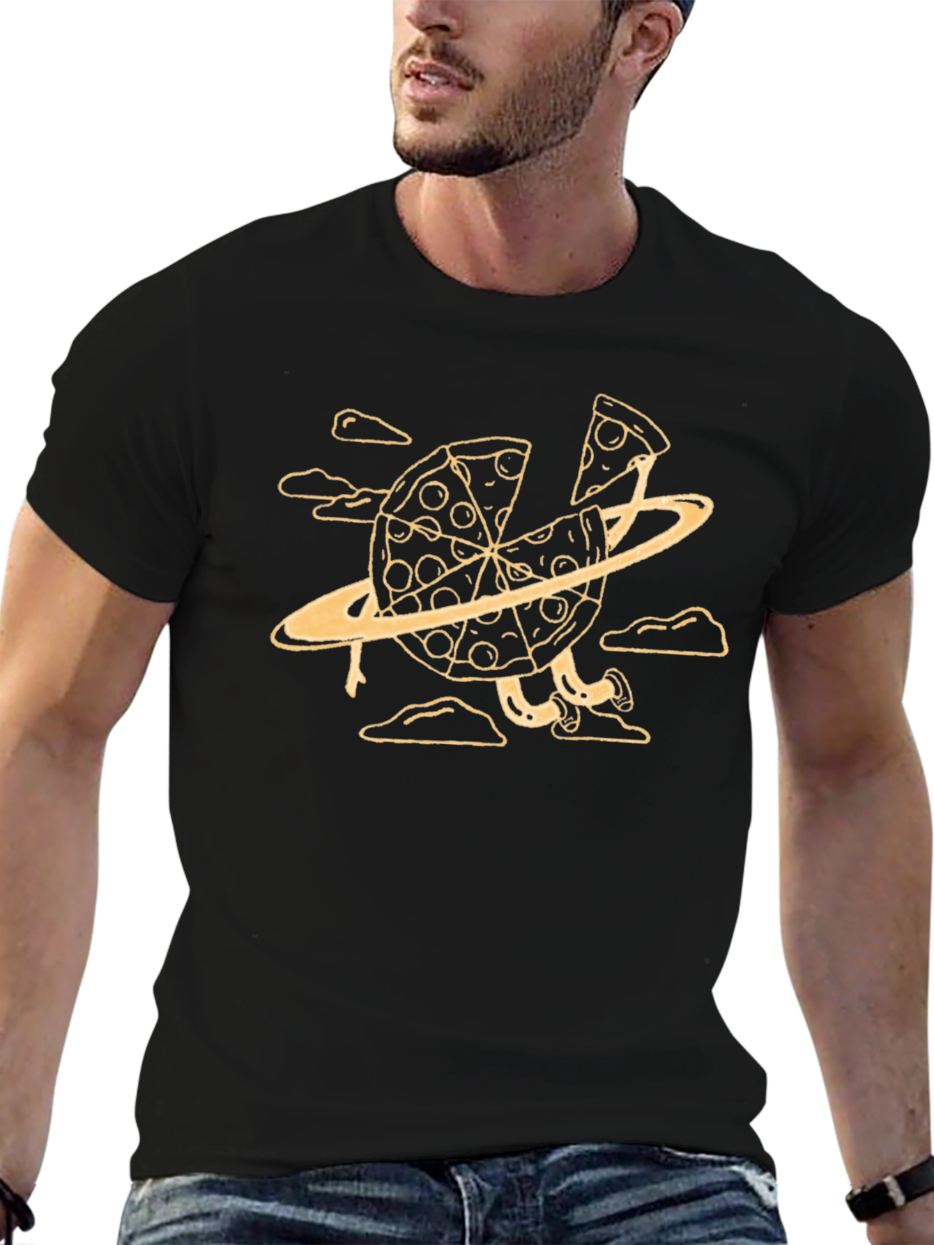 Pizza Planet Graphic Tee - Black Cotton T-Shirt
