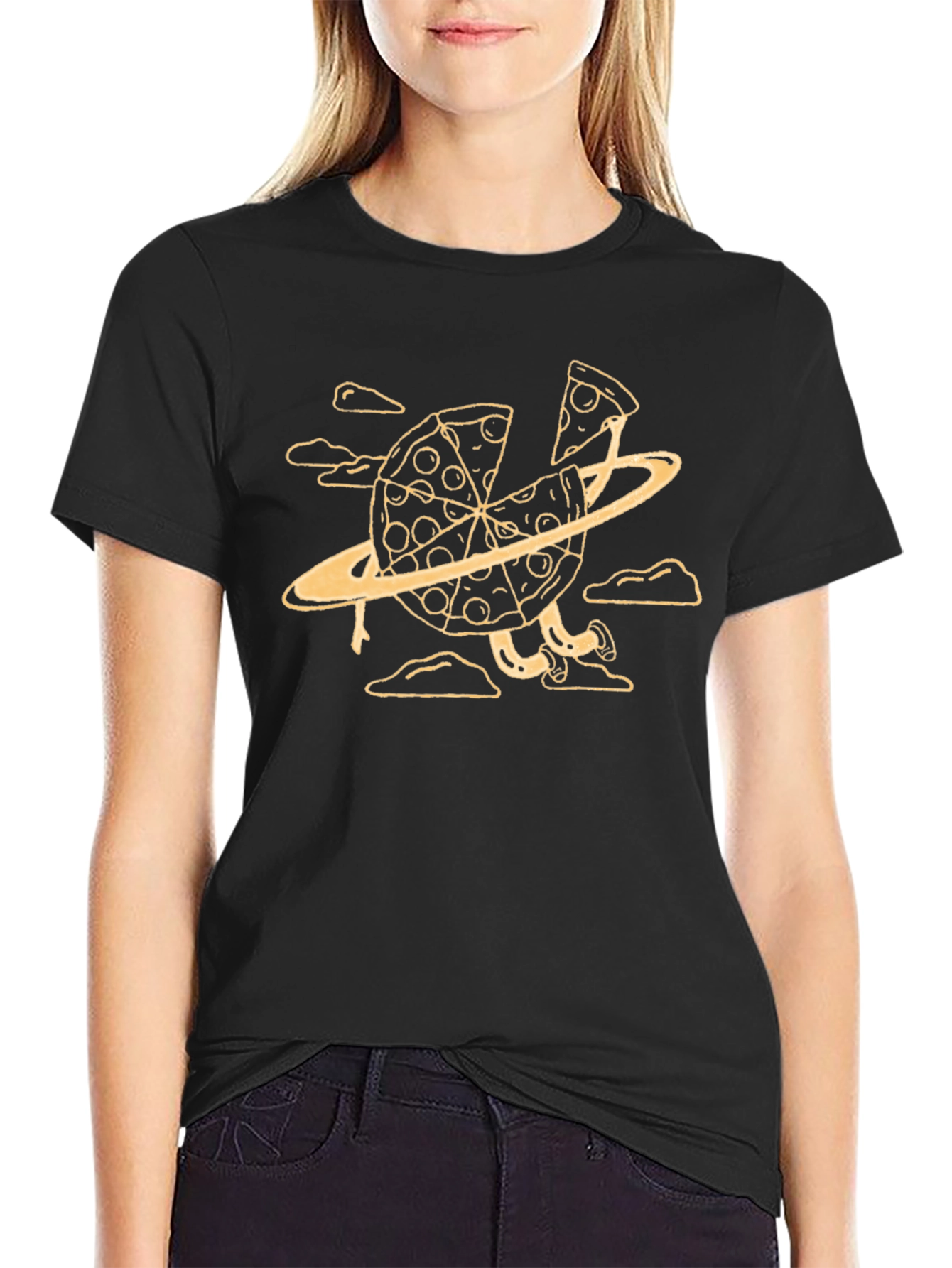 Pizza Planet Graphic Tee - Black Cotton T-Shirt