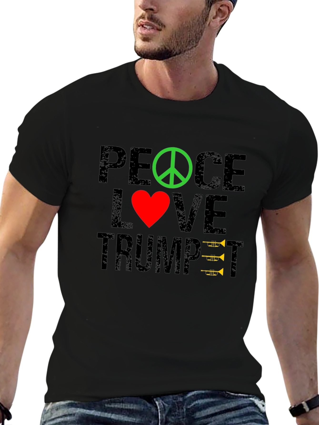 Peace Love Trumpet T-Shirt - Music Lover Tee