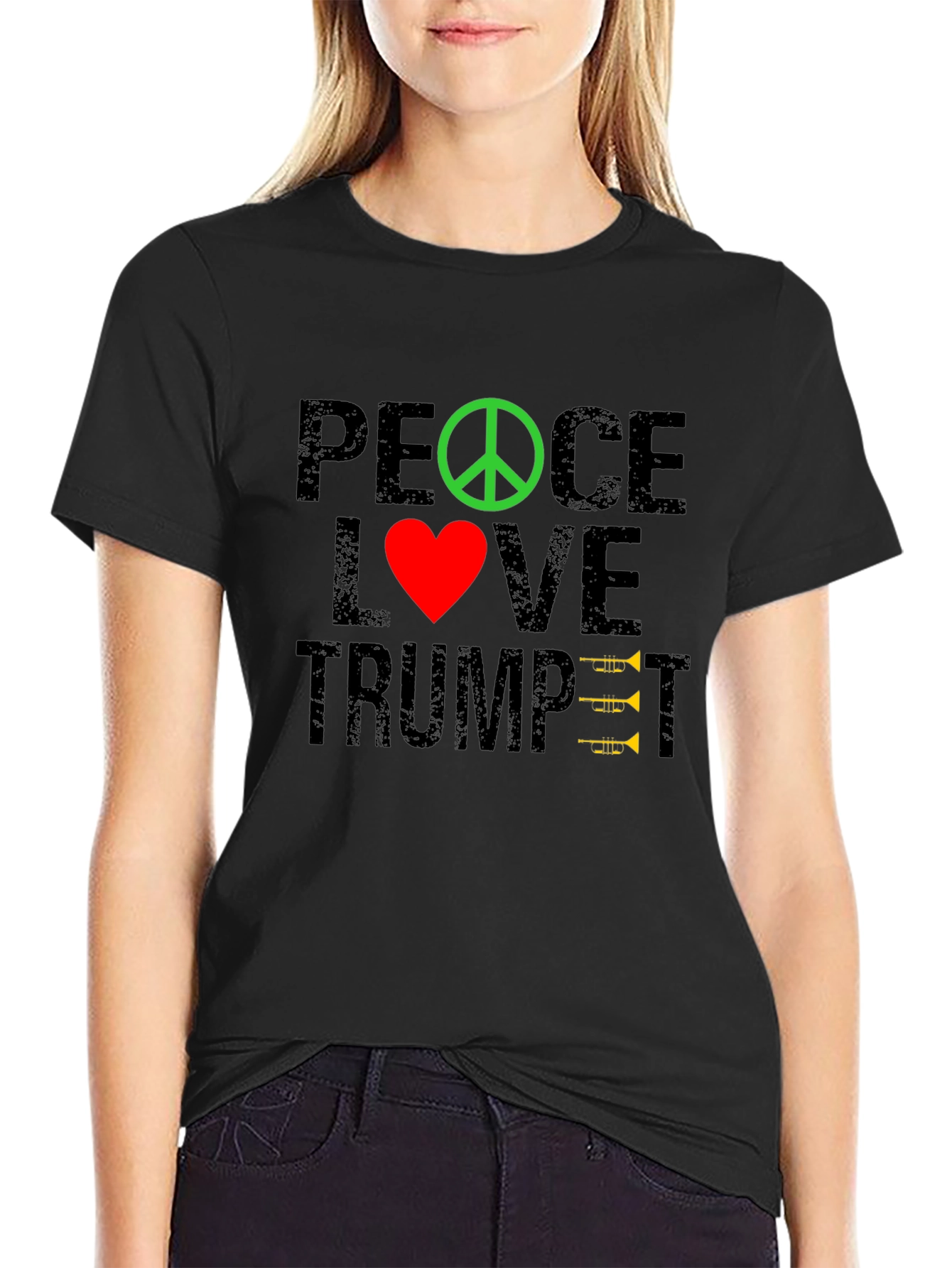 Peace Love Trumpet T-Shirt - Music Lover Tee