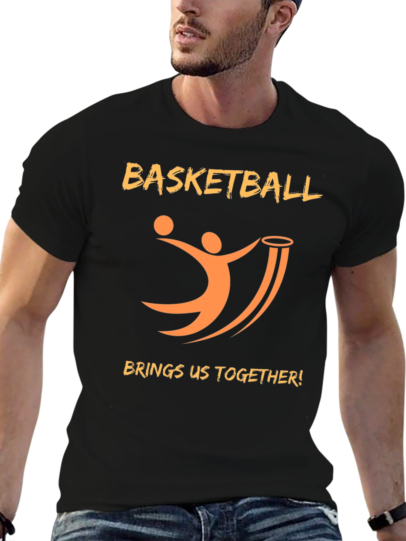 Basketball Graphic Print Crew Neck T-Shirt