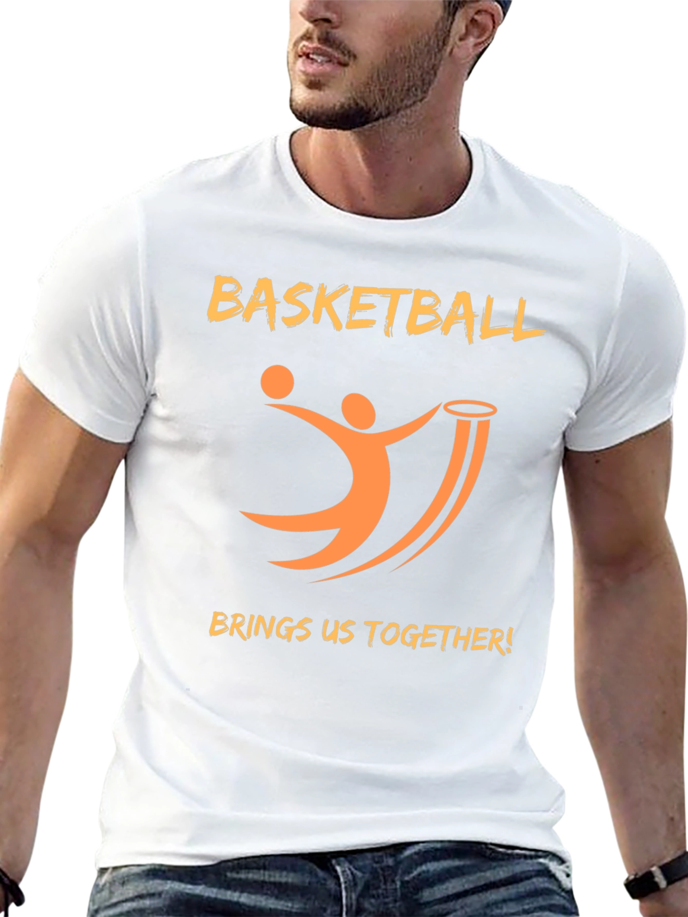 Basketball Graphic Print Crew Neck T-Shirt