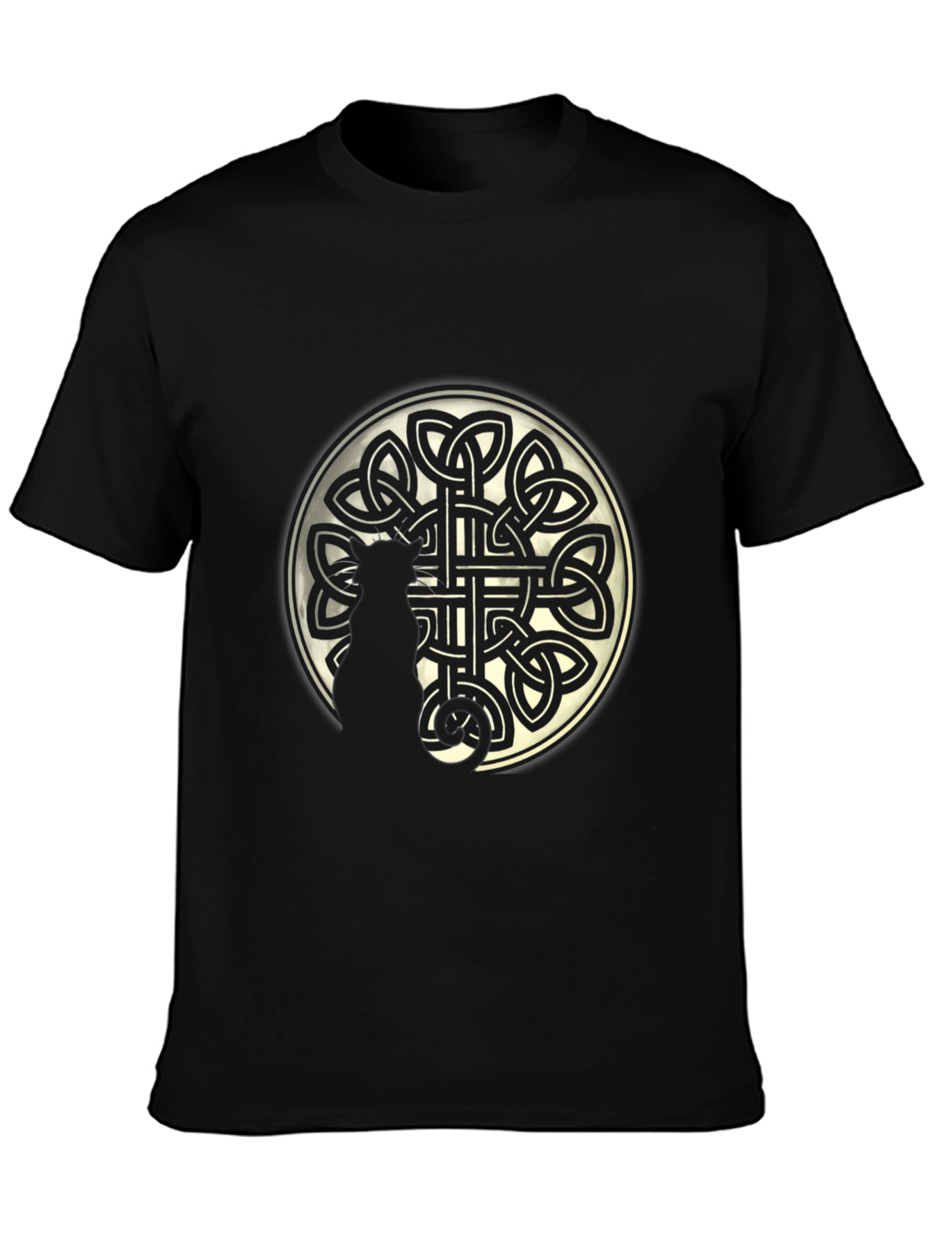 Celtic Knot Circle Graphic Print Black T-Shirt