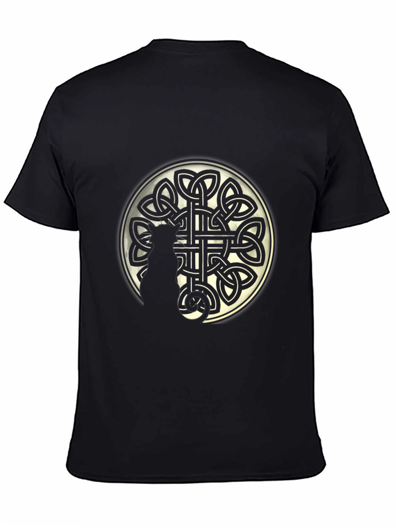 Celtic Knot Circle Graphic Print Black T-Shirt