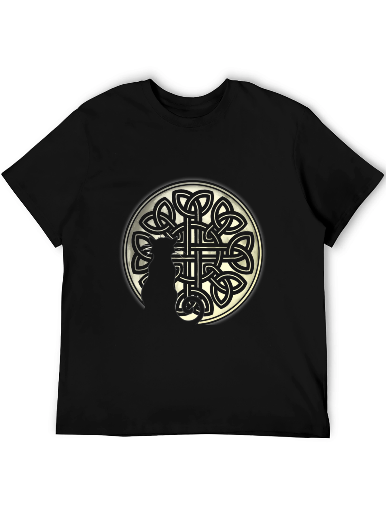 Celtic Knot Circle Graphic Print Black T-Shirt