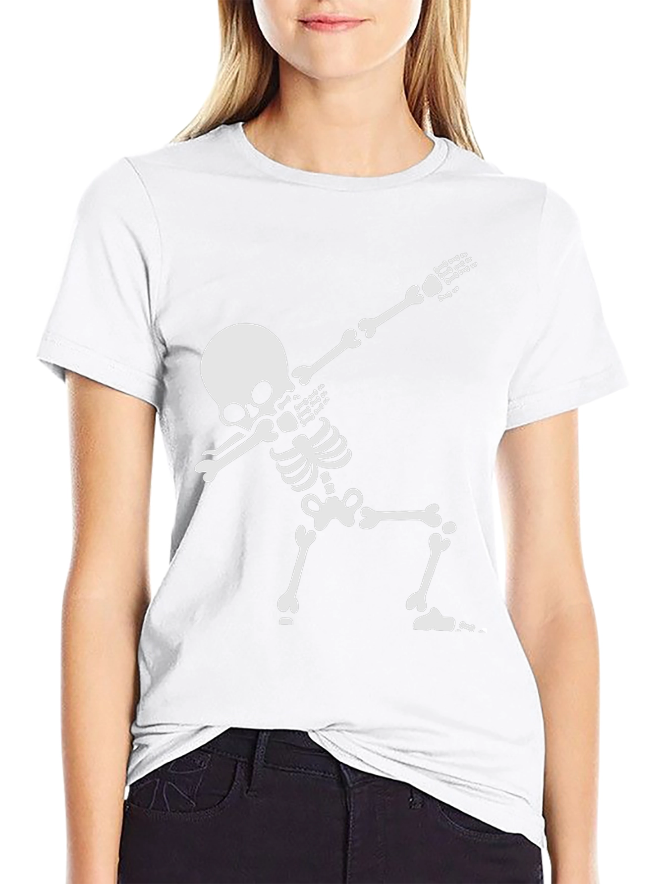 Dabbing Skeleton Graphic Tee - Black