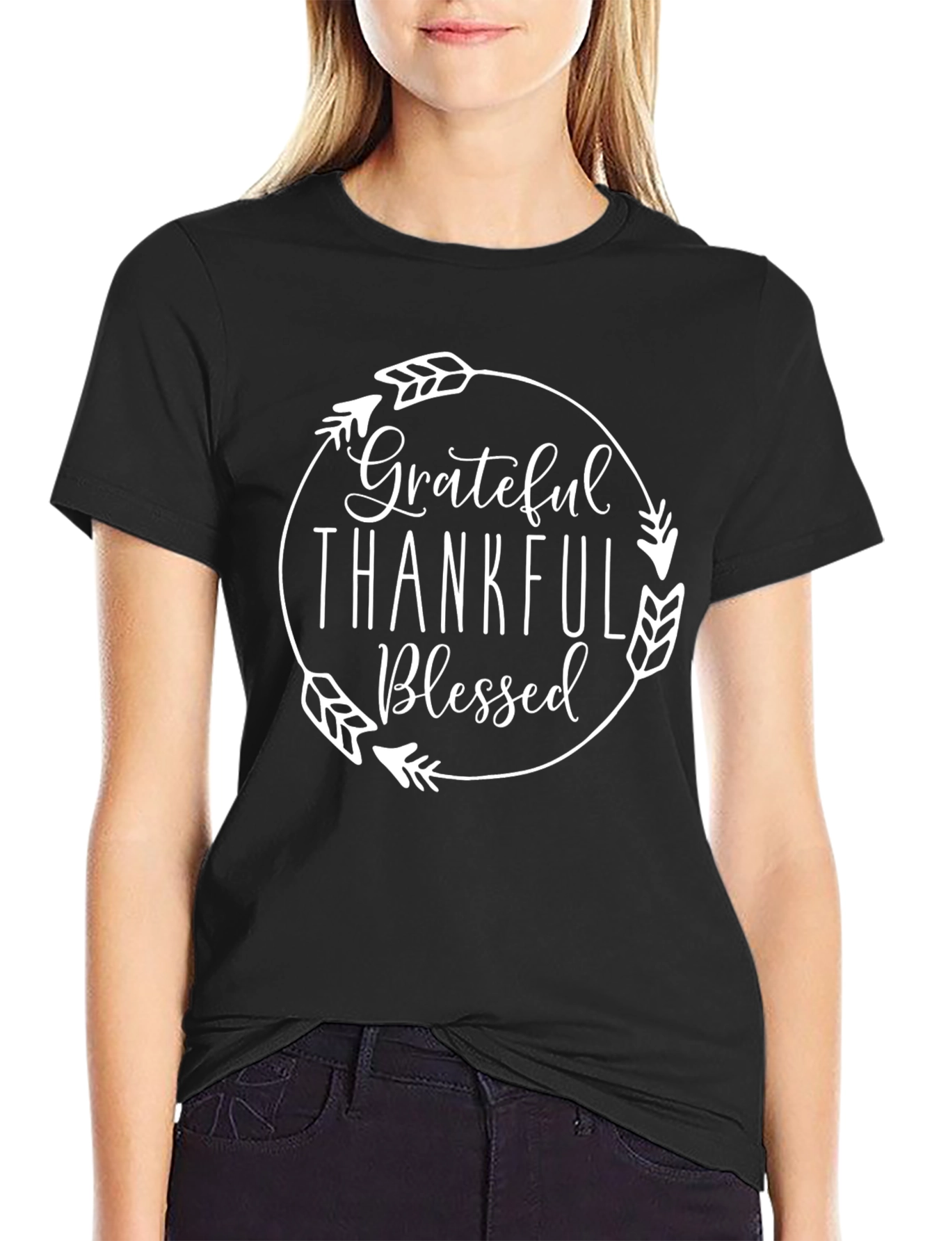 Grateful Thankful Blessed T-Shirt - Unisex Crew Neck