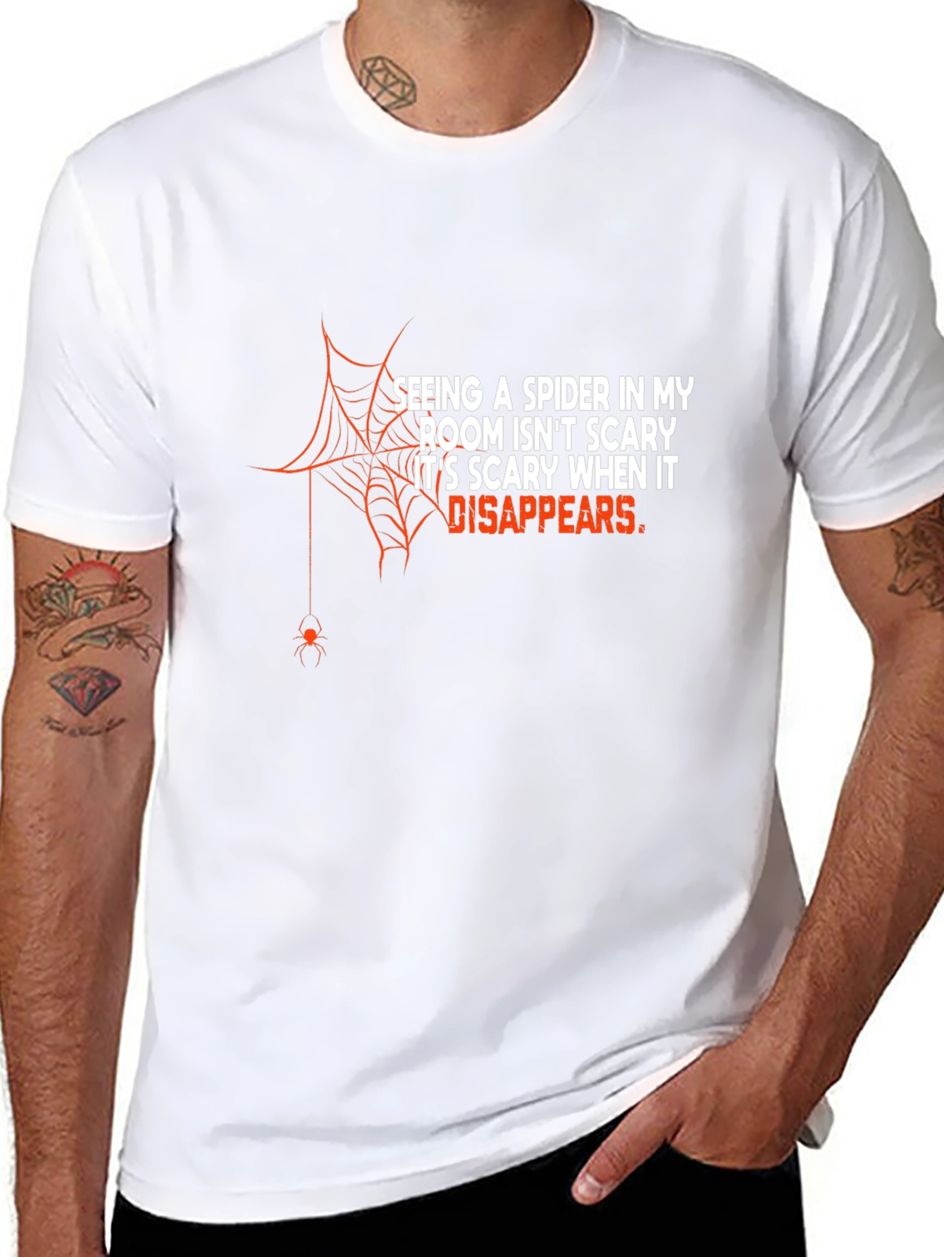 Funny Spider Disappears Graphic T-Shirt