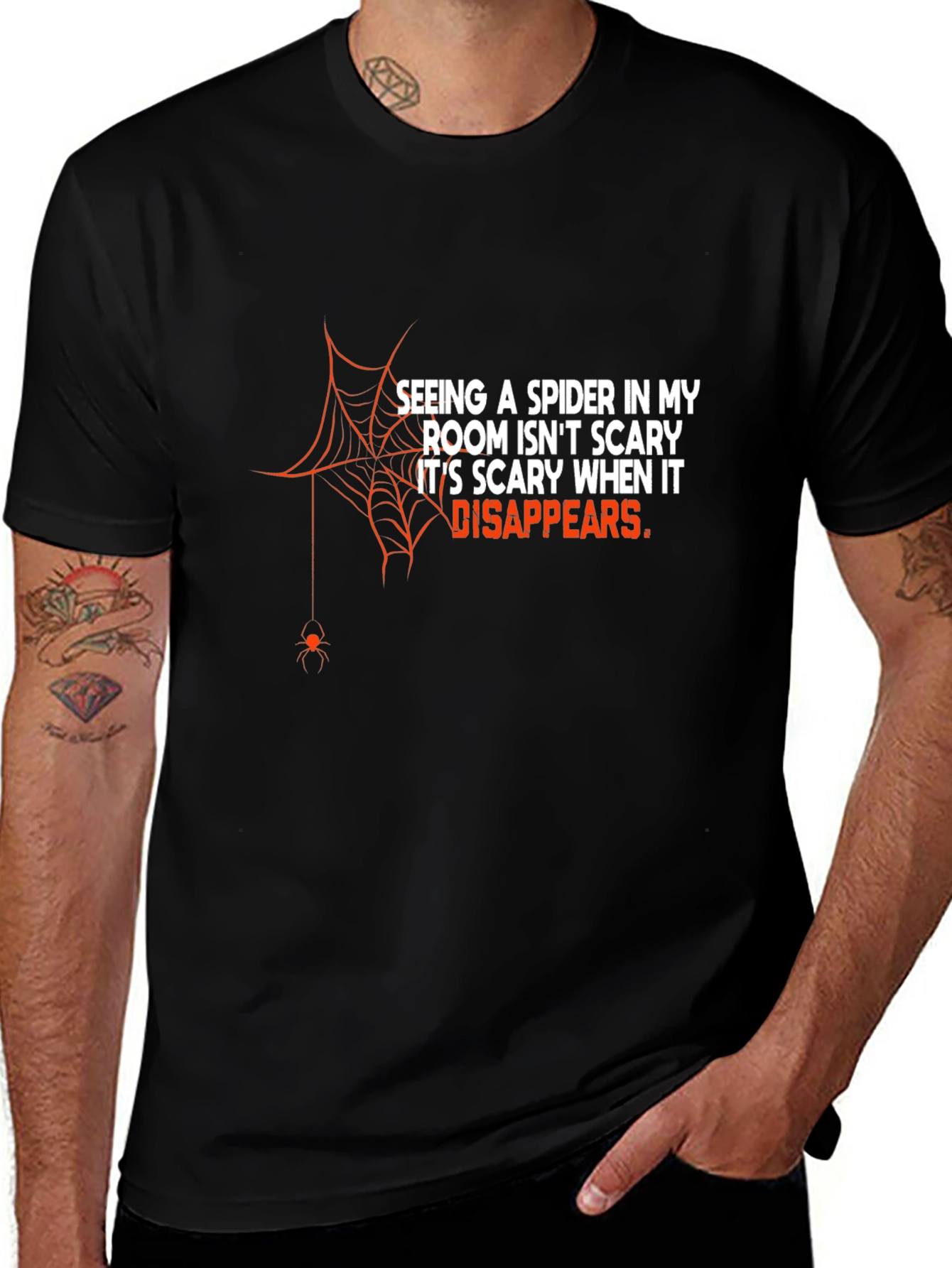 Funny Spider Disappears Graphic T-Shirt