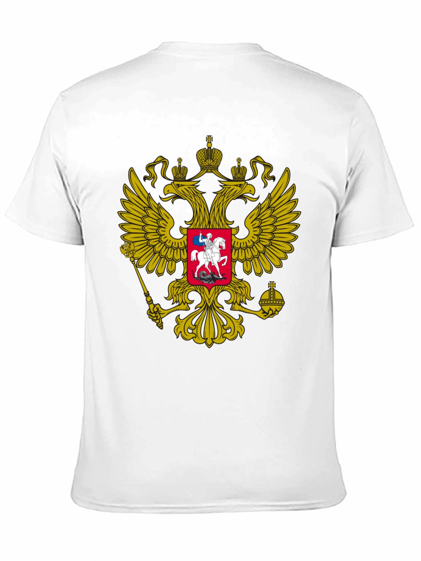 Black Tee with Russian Coat of Arms Graphic