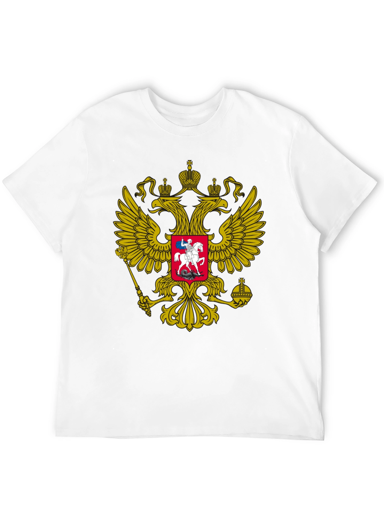 Black Tee with Russian Coat of Arms Graphic
