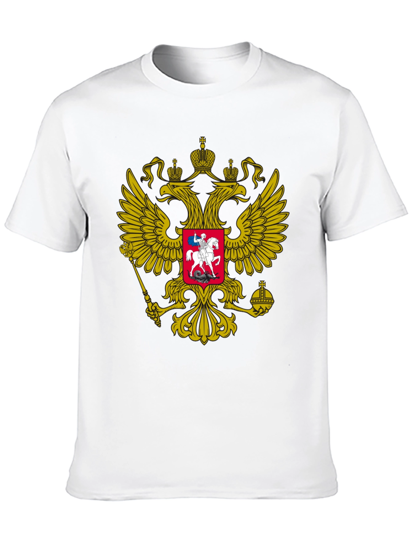 Black Tee with Russian Coat of Arms Graphic
