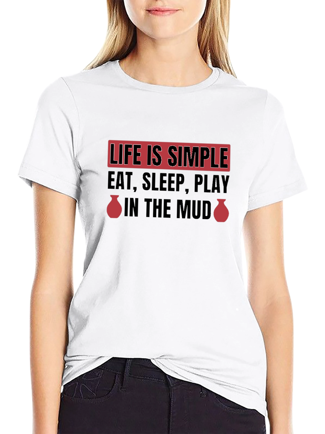 Life is Simple Black Graphic T-Shirt