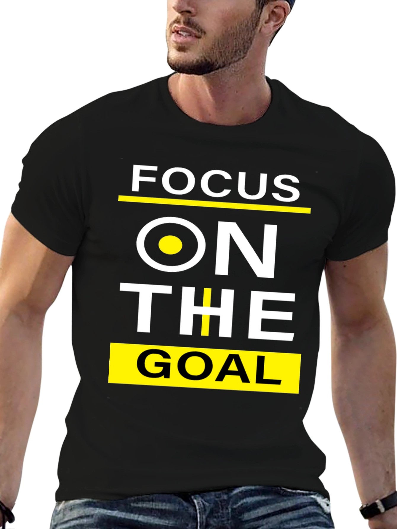 Focus On The Goal Black Graphic T-Shirt
