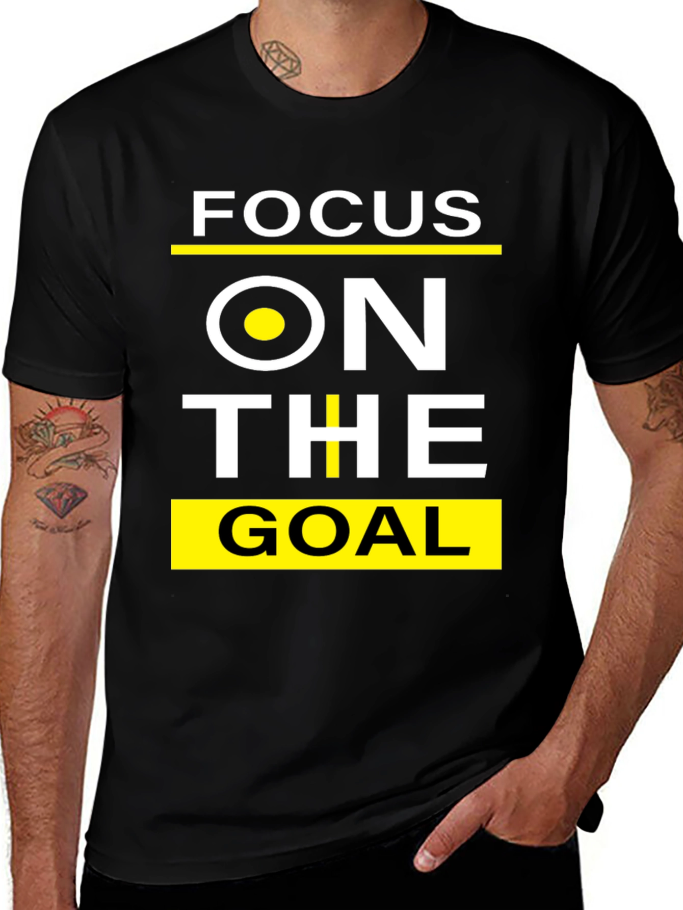 Focus On The Goal Black Graphic T-Shirt