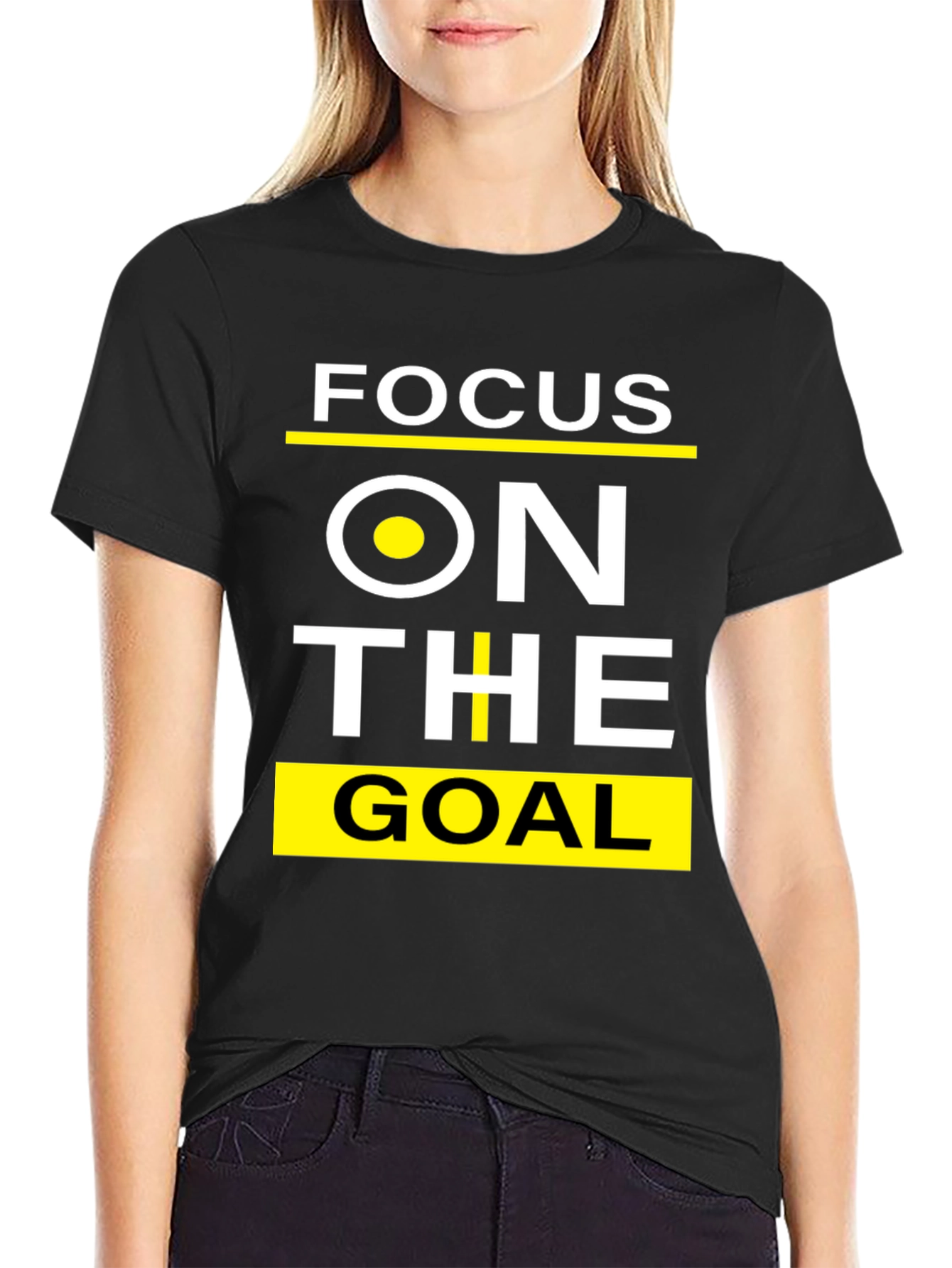 Focus On The Goal Black Graphic T-Shirt