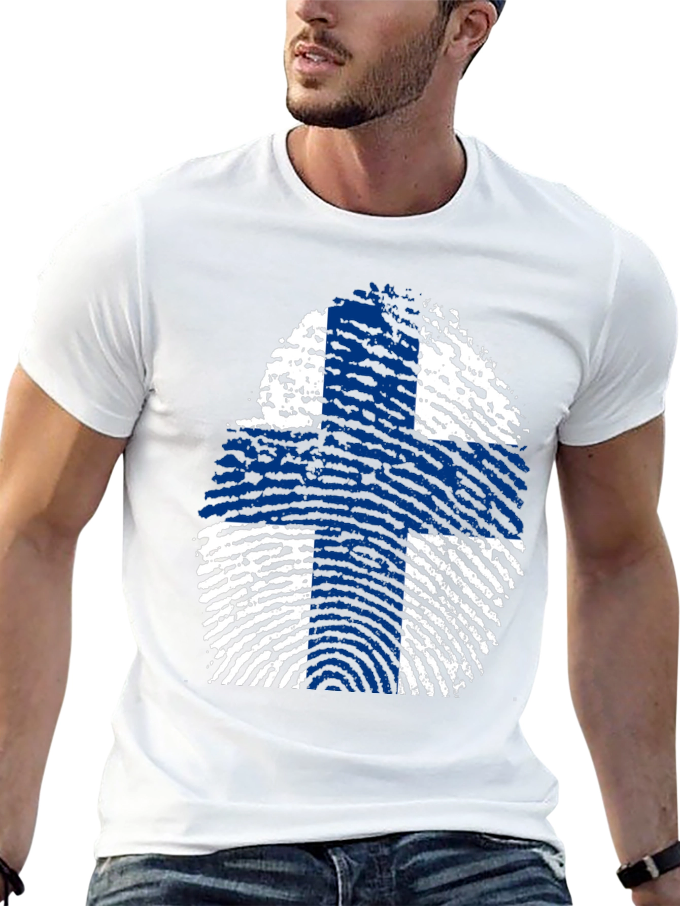 Finland Flag Fingerprint T-Shirt
