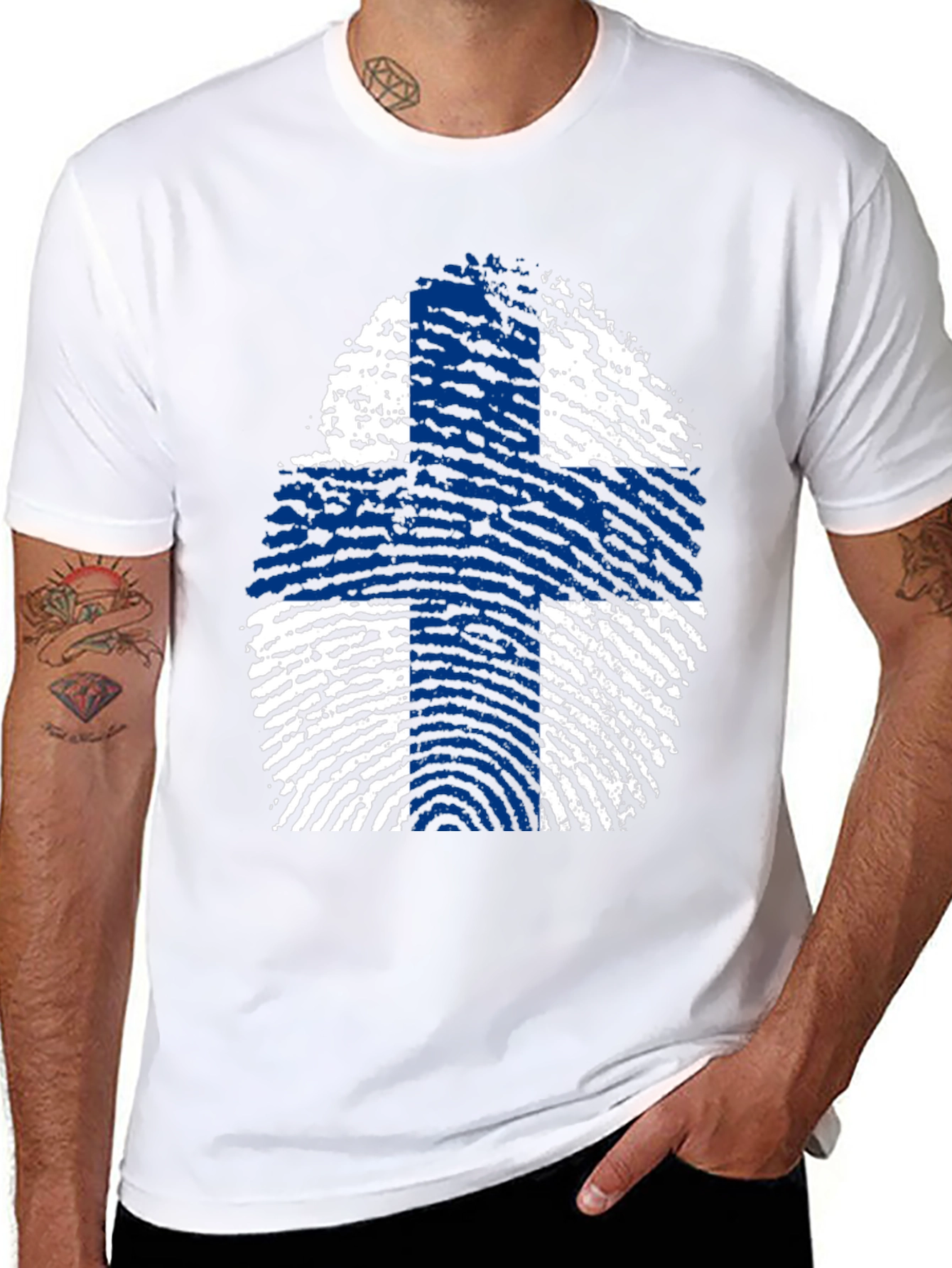 Finland Flag Fingerprint T-Shirt