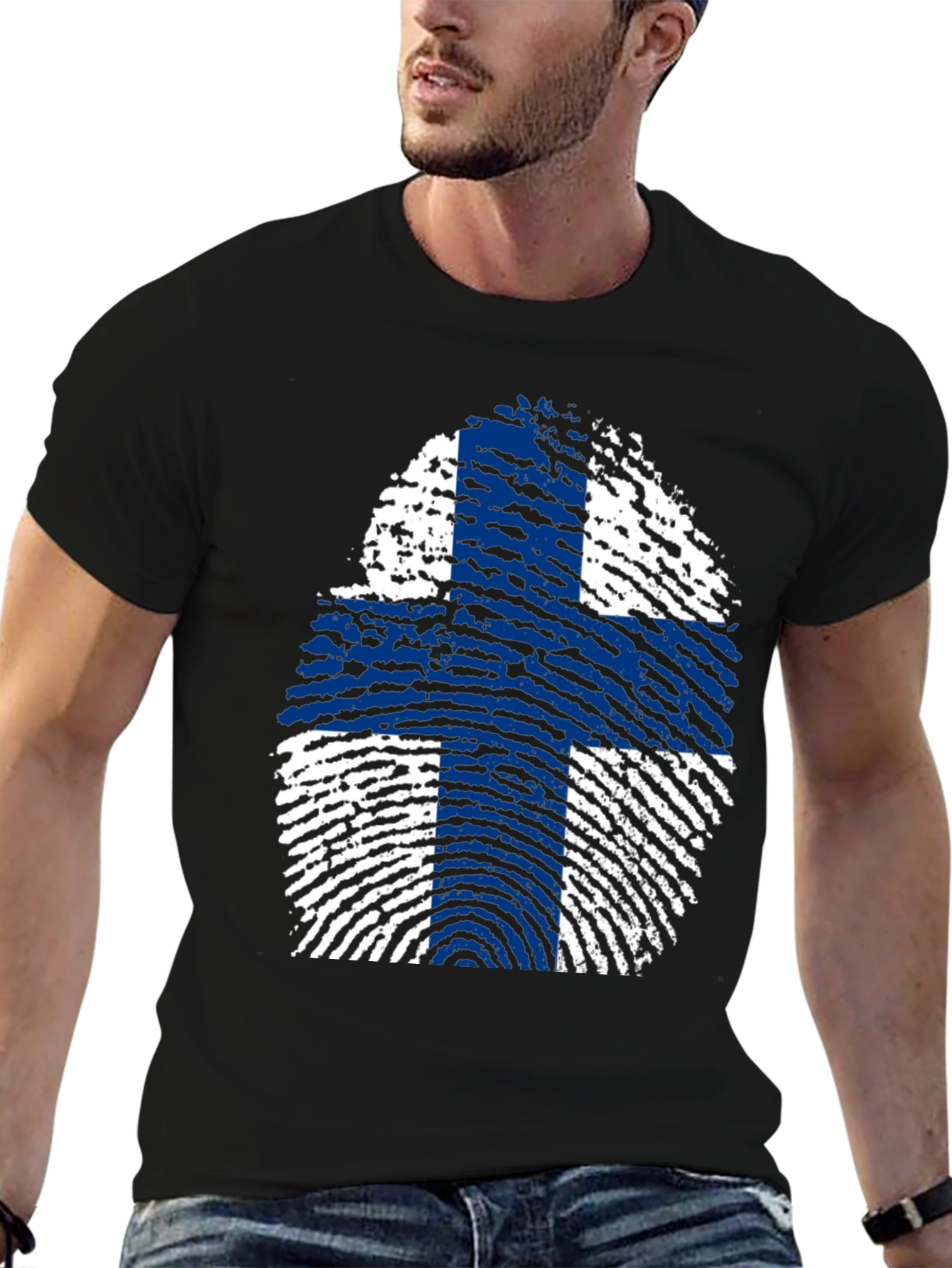Finland Flag Fingerprint T-Shirt