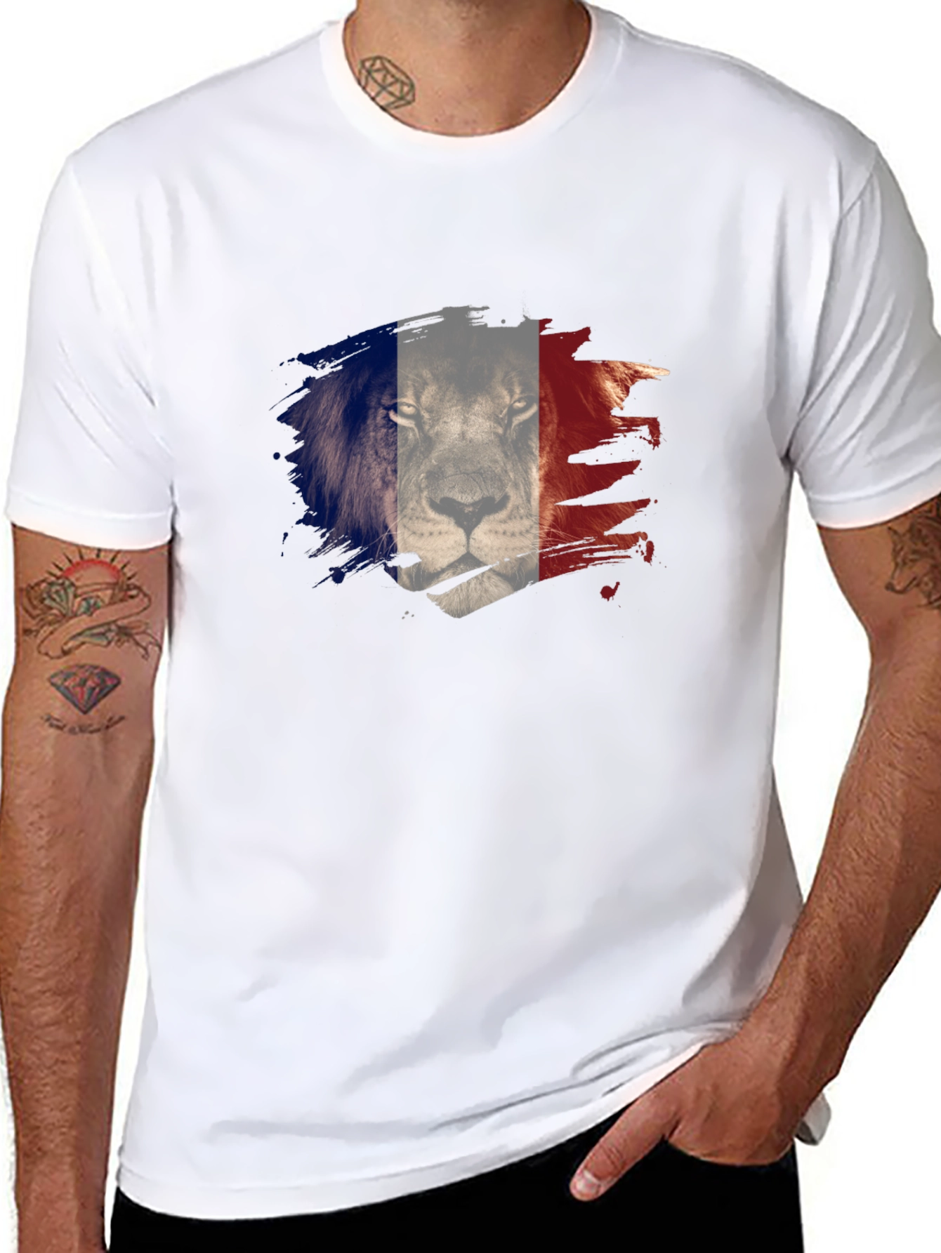 Mens Black Lion France Flag Graphic Tee