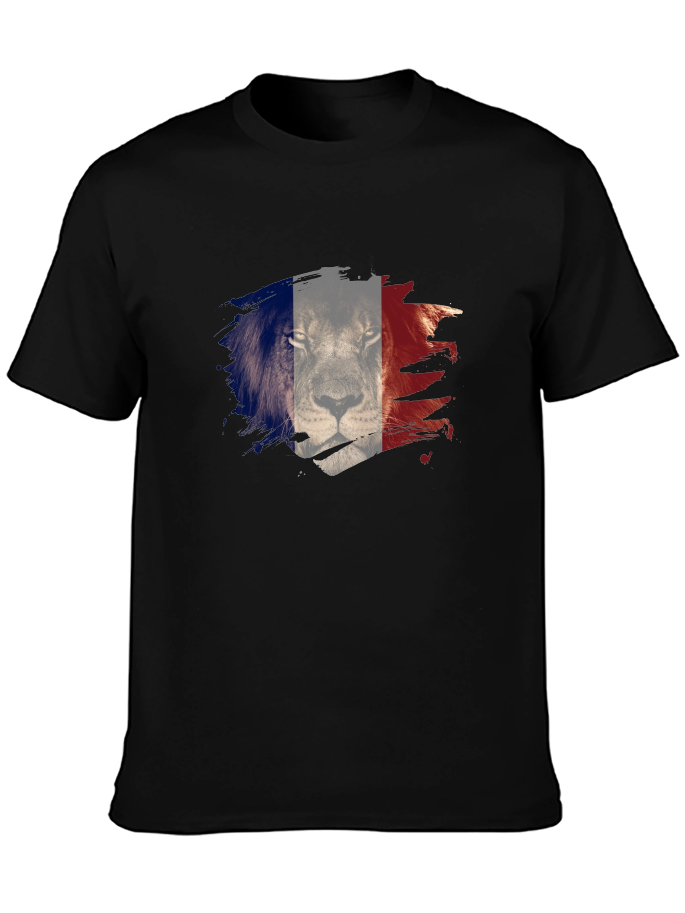 Mens Black Lion France Flag Graphic Tee