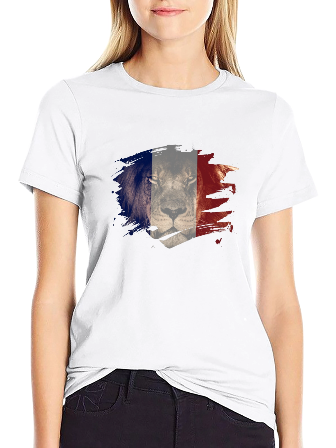 Mens Black Lion France Flag Graphic Tee
