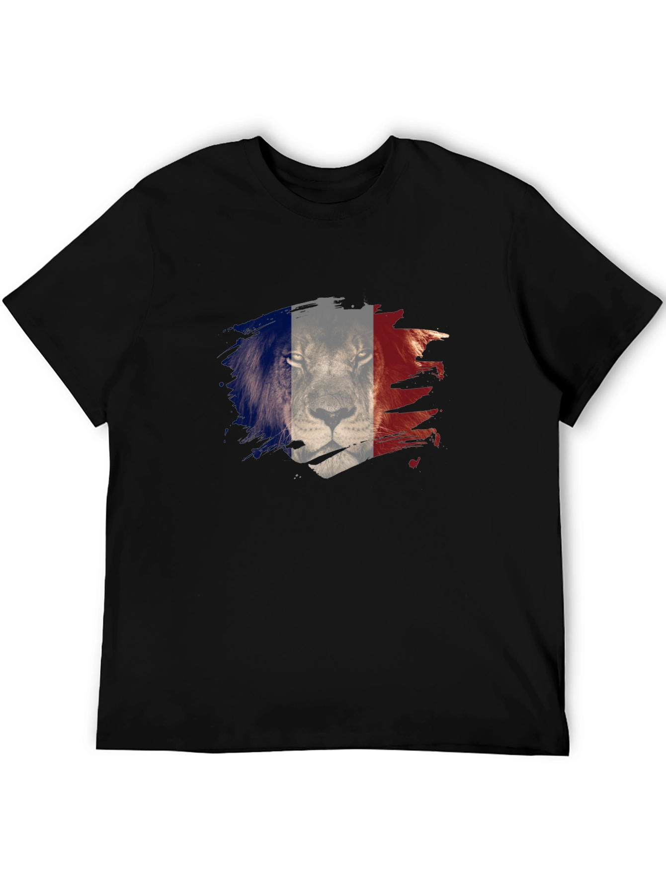 Mens Black Lion France Flag Graphic Tee
