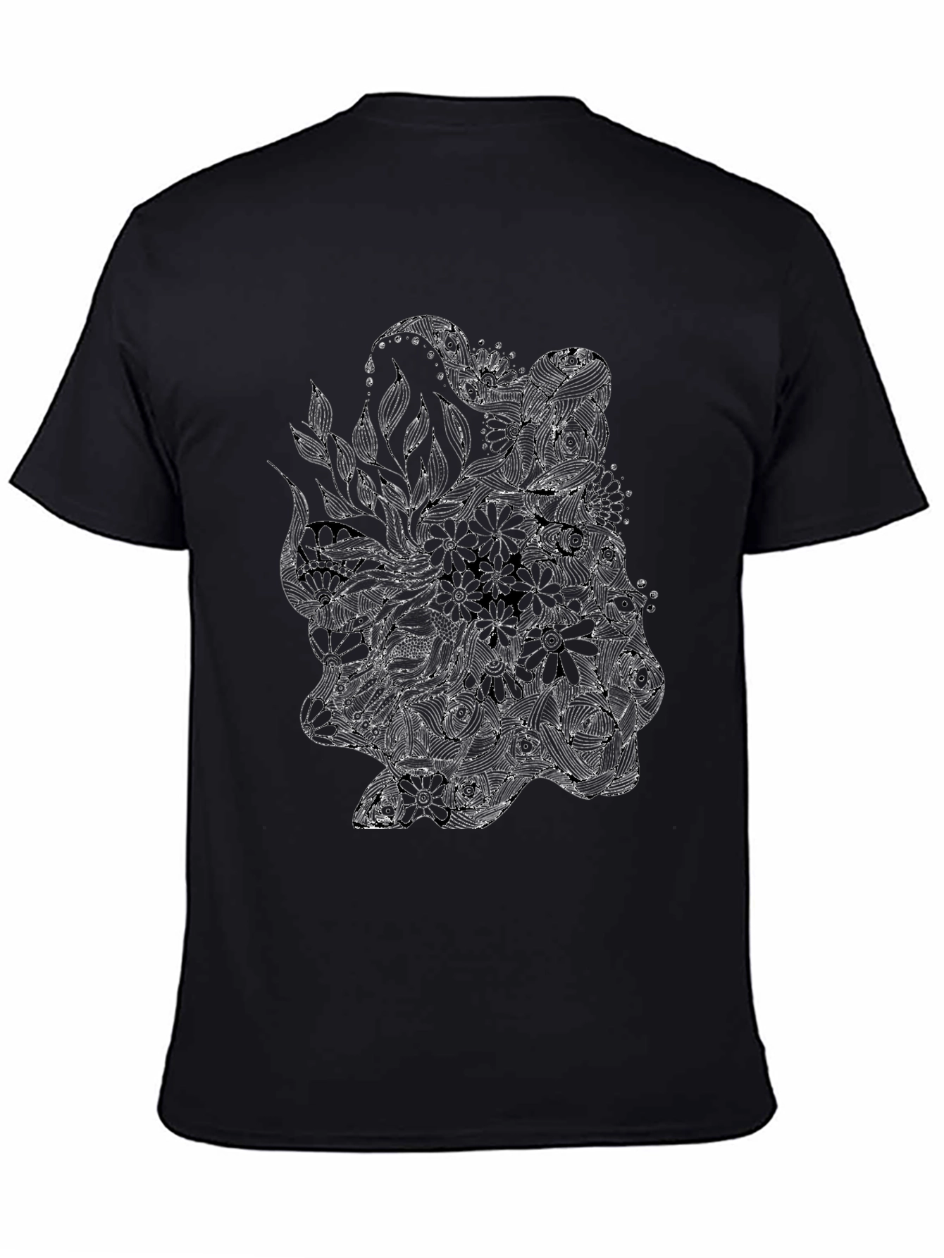 Abstract Floral Graphic Black T-Shirt
