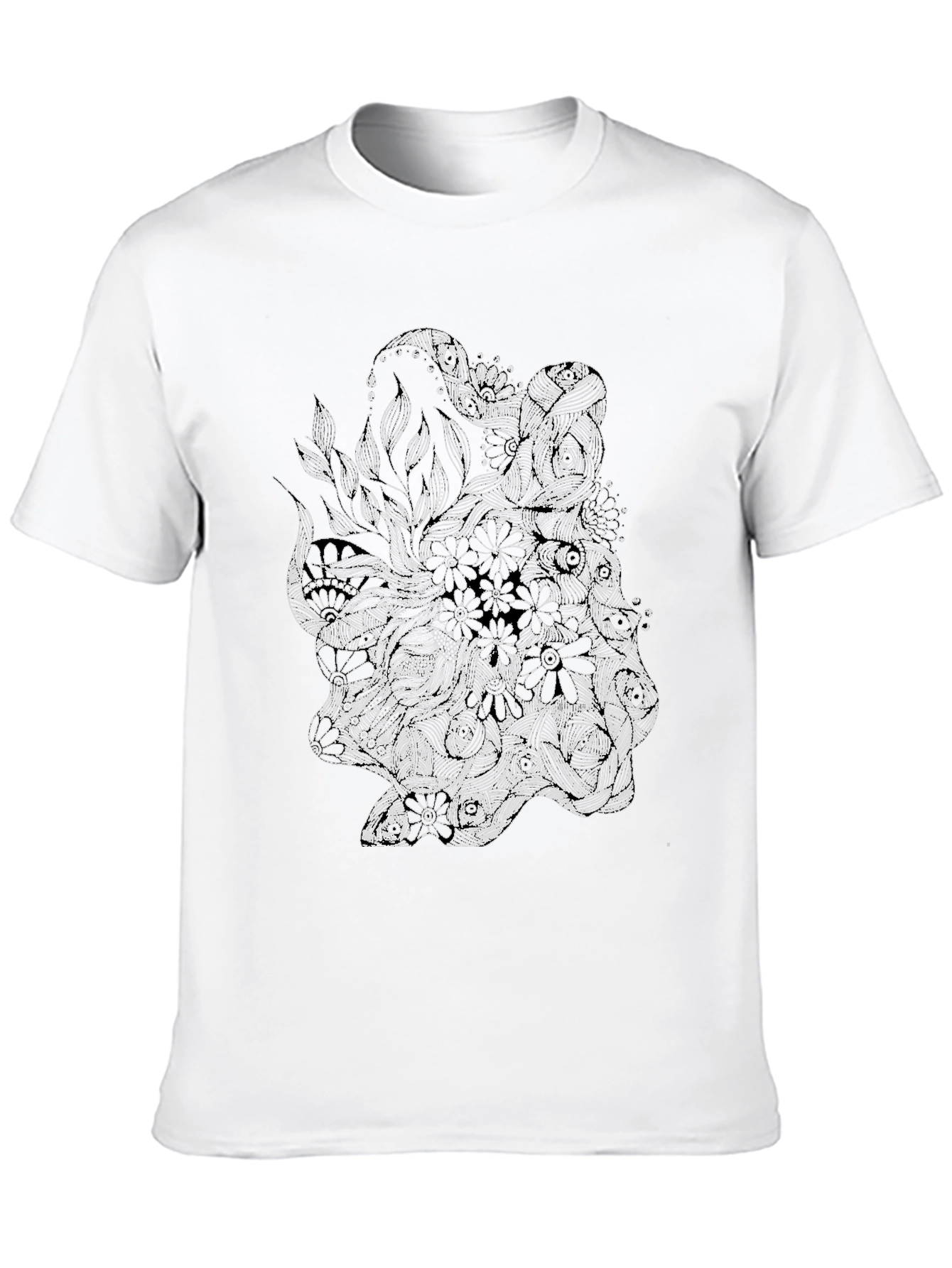 Abstract Floral Graphic Black T-Shirt