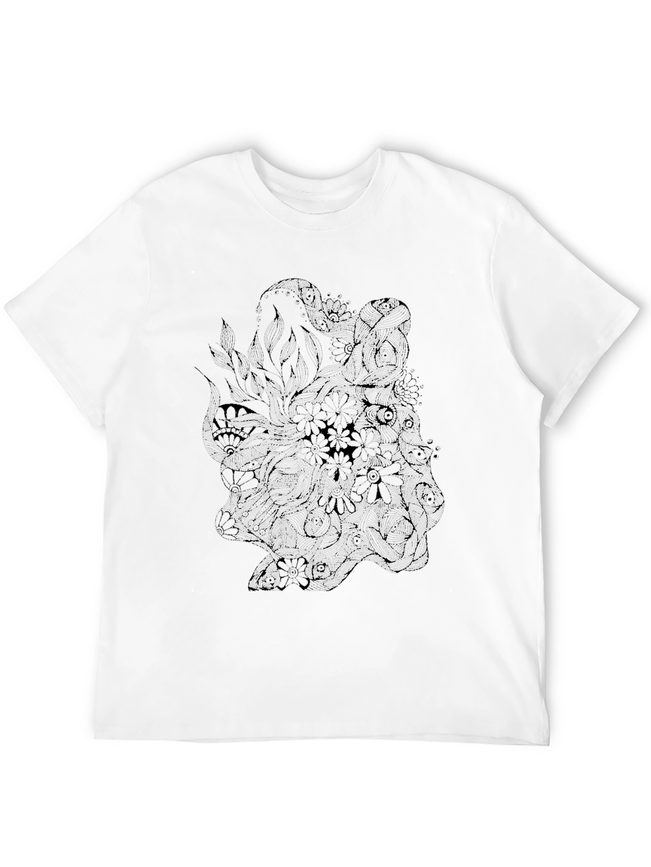 Abstract Floral Graphic Black T-Shirt